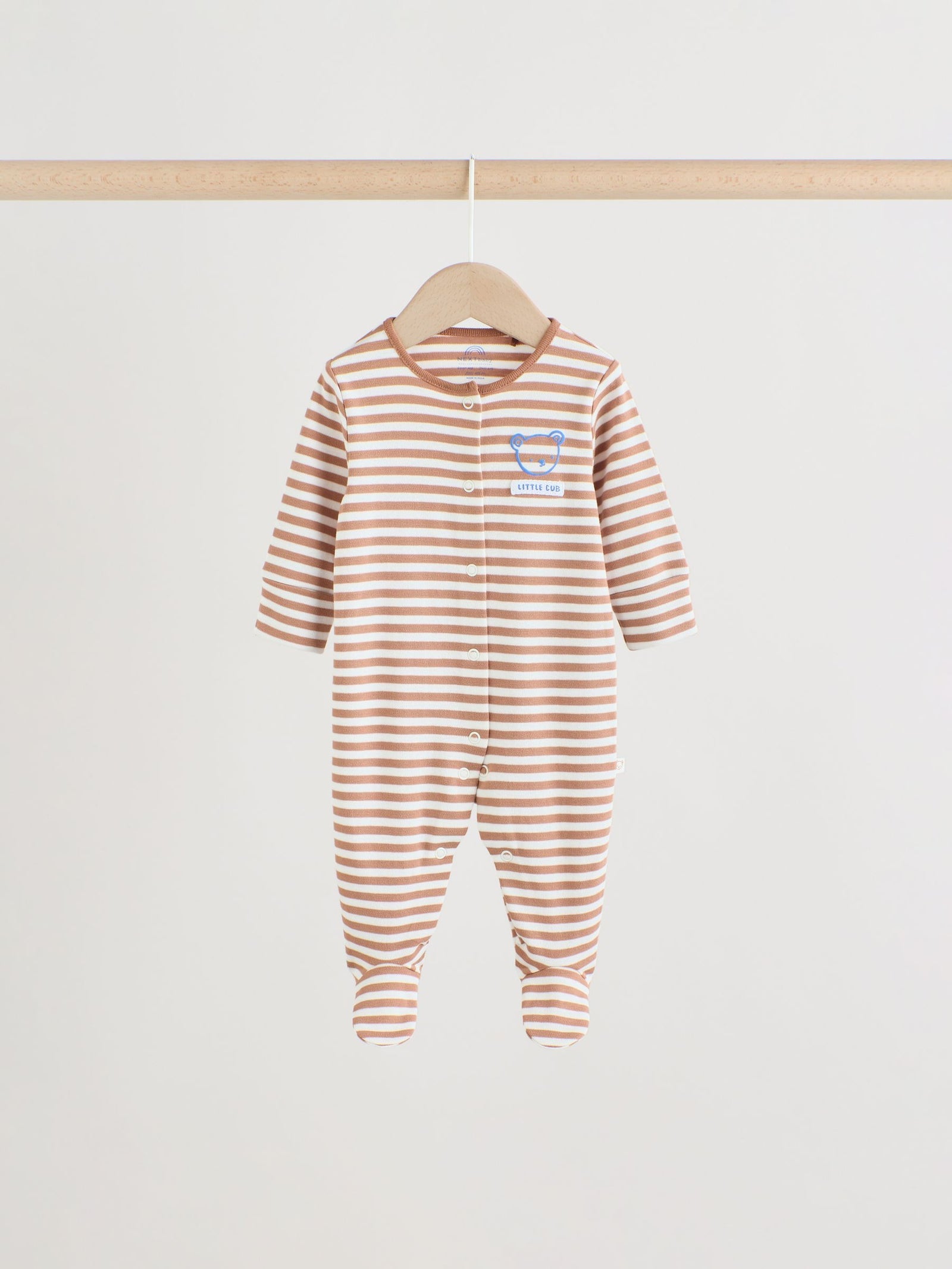 Blue/Ecru Bear Baby Sleepsuits 3 Pack (0-2yrs)