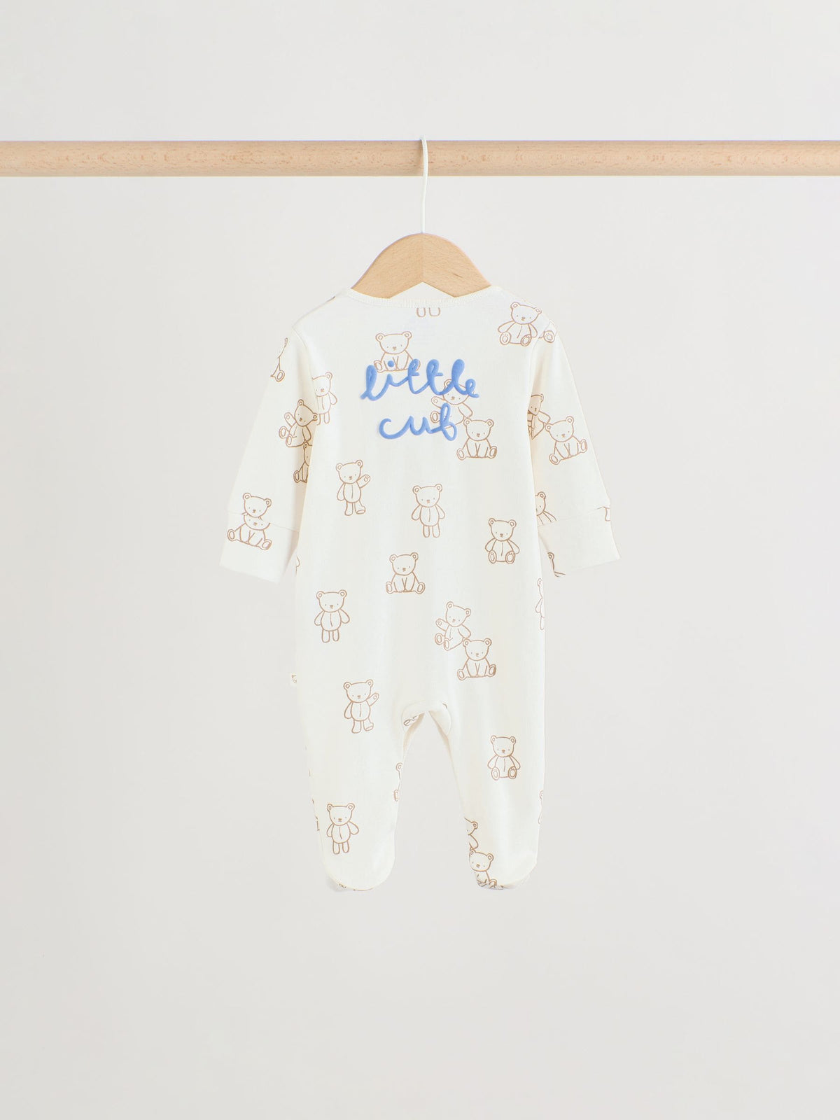 Blue/Ecru Bear Baby Sleepsuits 3 Pack (0-2yrs)