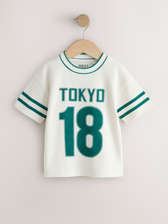 Cream Varsity Short Sleeve Graphic T-Shirt (3mths-7yrs)
