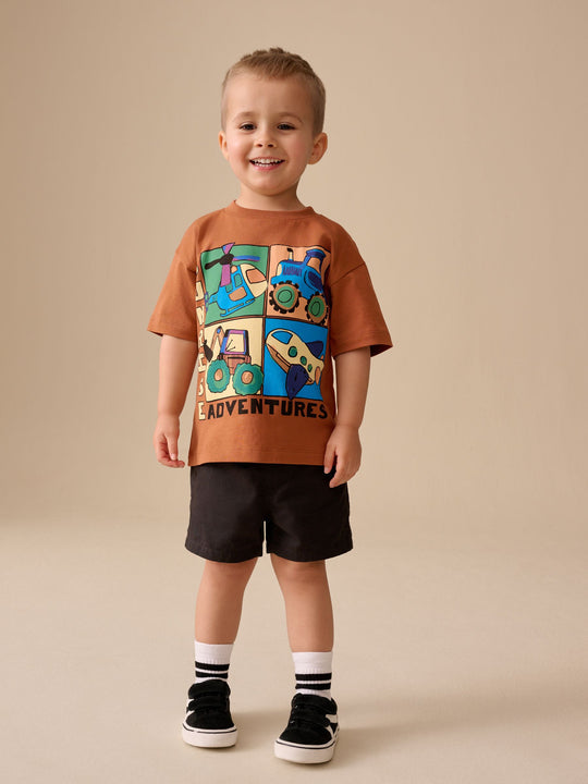 Rust Brown Vehicles Short Sleeve Graphic T-Shirt (3mths-7yrs)