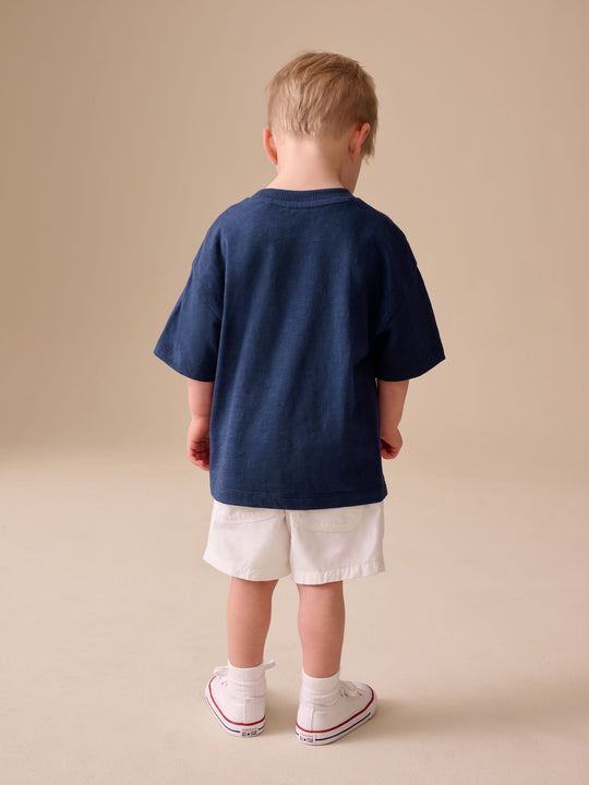 Navy Blue Boat Short Sleeve Graphic T-Shirt (3mths-7yrs)