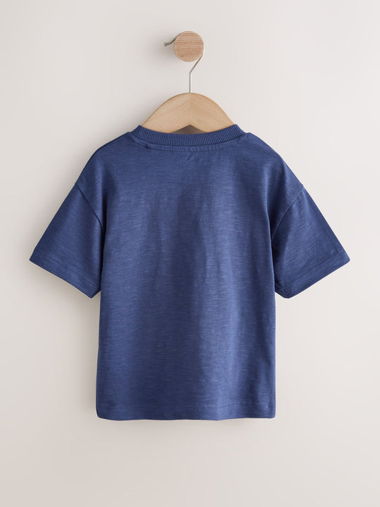 Navy Blue Boat Short Sleeve Graphic T-Shirt (3mths-7yrs)