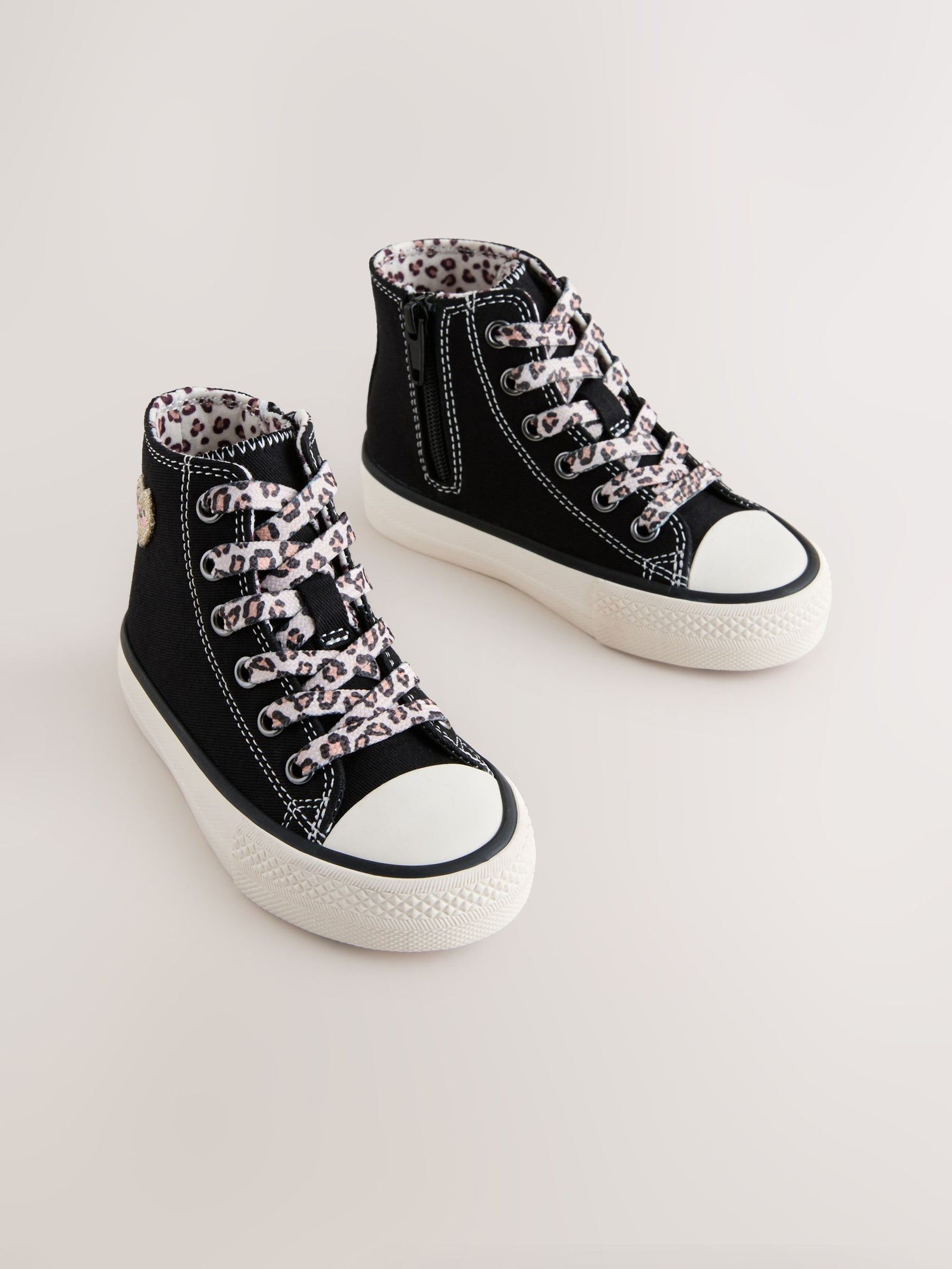 Black/Animal Wide Fit (G) High Top Trainers