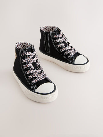 Black/Animal Wide Fit (G) High Top Trainers