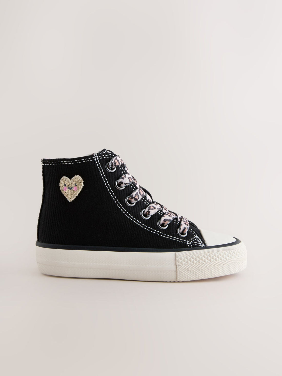 Black/Animal Wide Fit (G) High Top Trainers