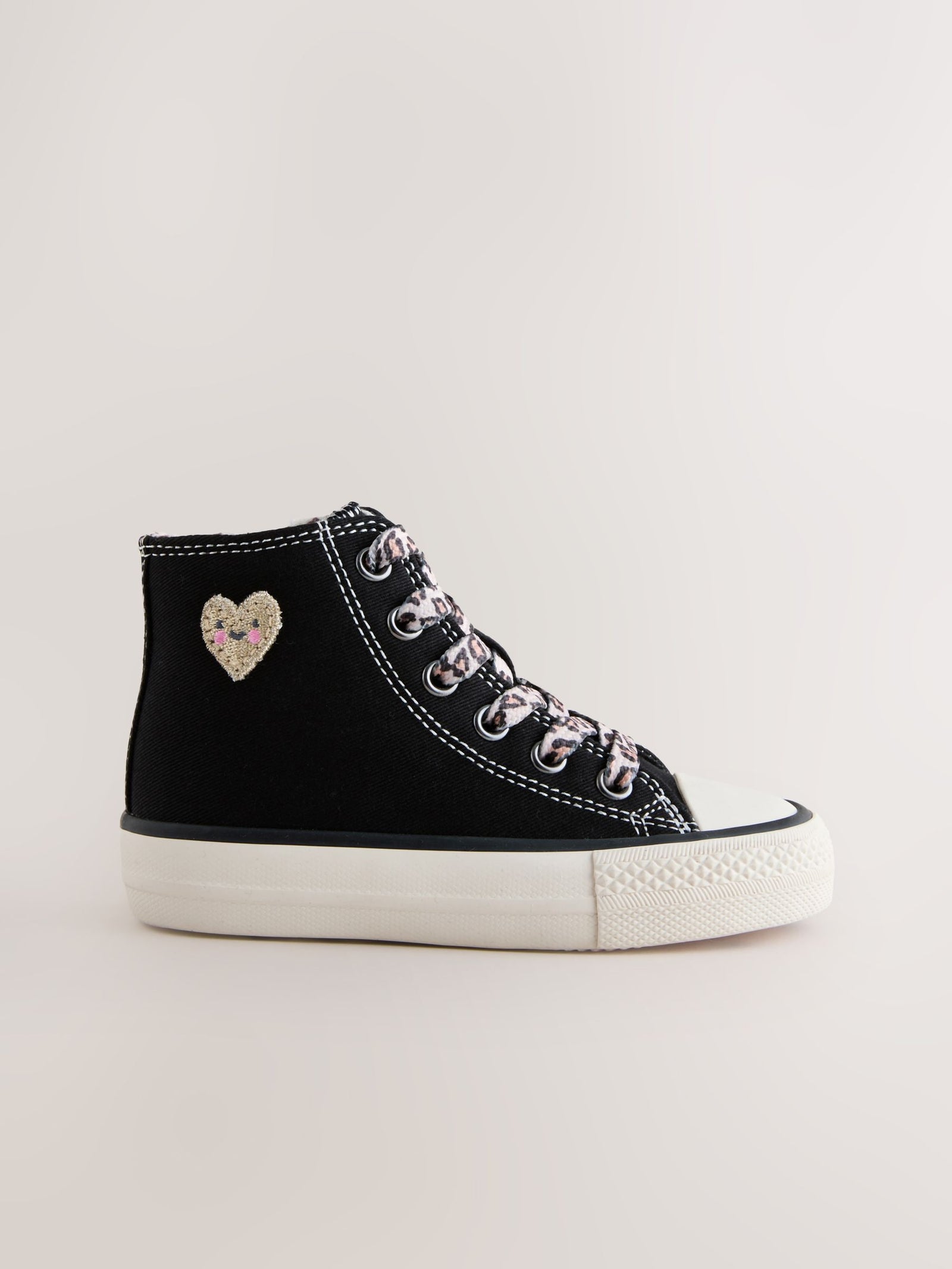Black/Animal Wide Fit (G) High Top Trainers