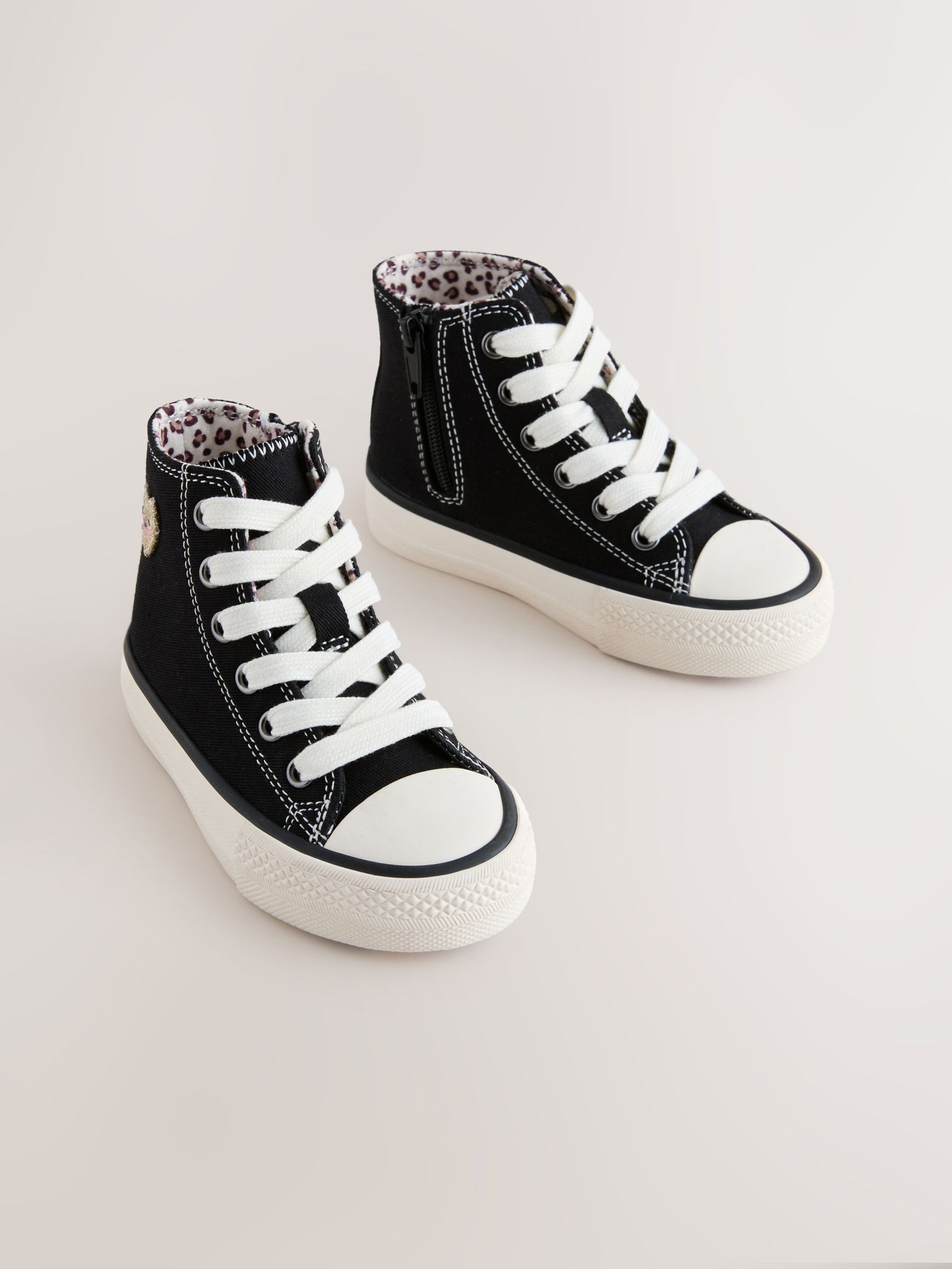 Black/Animal Wide Fit (G) High Top Trainers