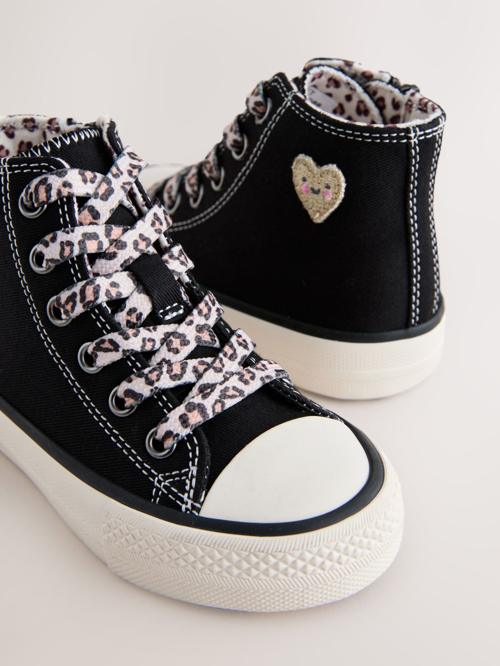 Black/Animal Wide Fit (G) High Top Trainers