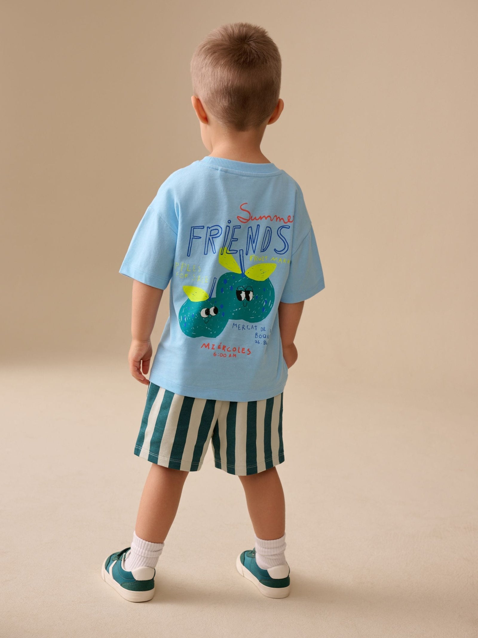 Blue Apple Short Sleeve Back Print T-Shirt and Shorts Set (3mths-7yrs)