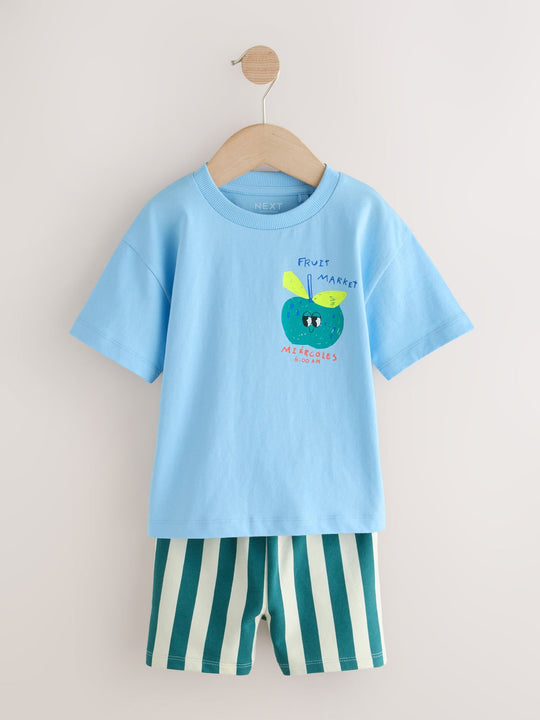 Blue Apple Short Sleeve Back Print T-Shirt and Shorts Set (3mths-7yrs)