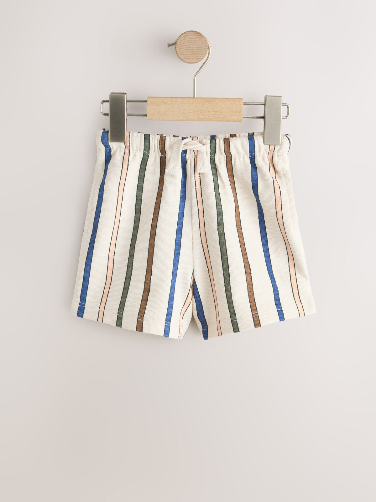 Sage Green Soft Yellow and Pastel Stripe Textured Shorts 3 Pack (3mths-7yrs)