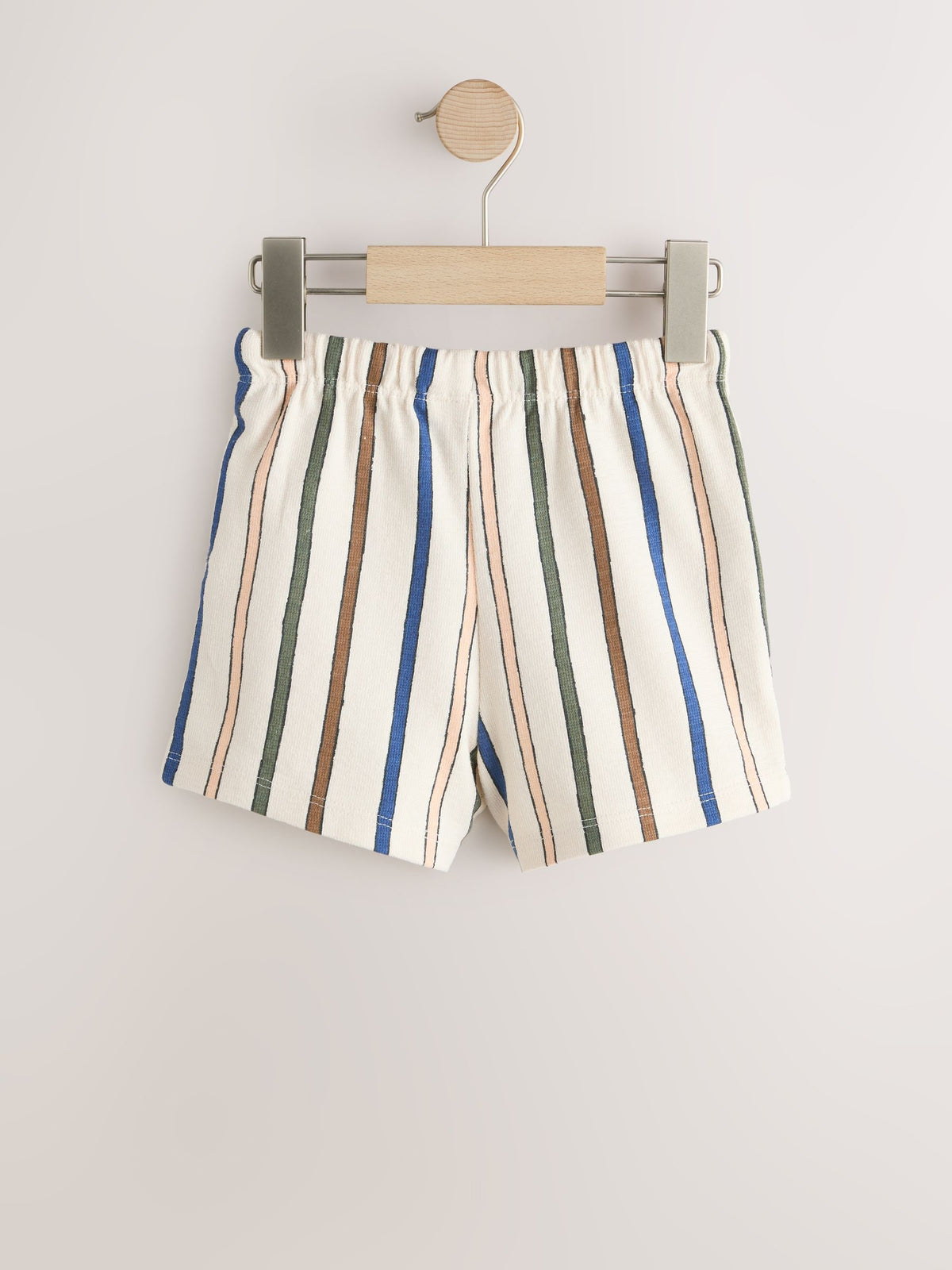 Sage Green Soft Yellow and Pastel Stripe Textured Shorts 3 Pack (3mths-7yrs)