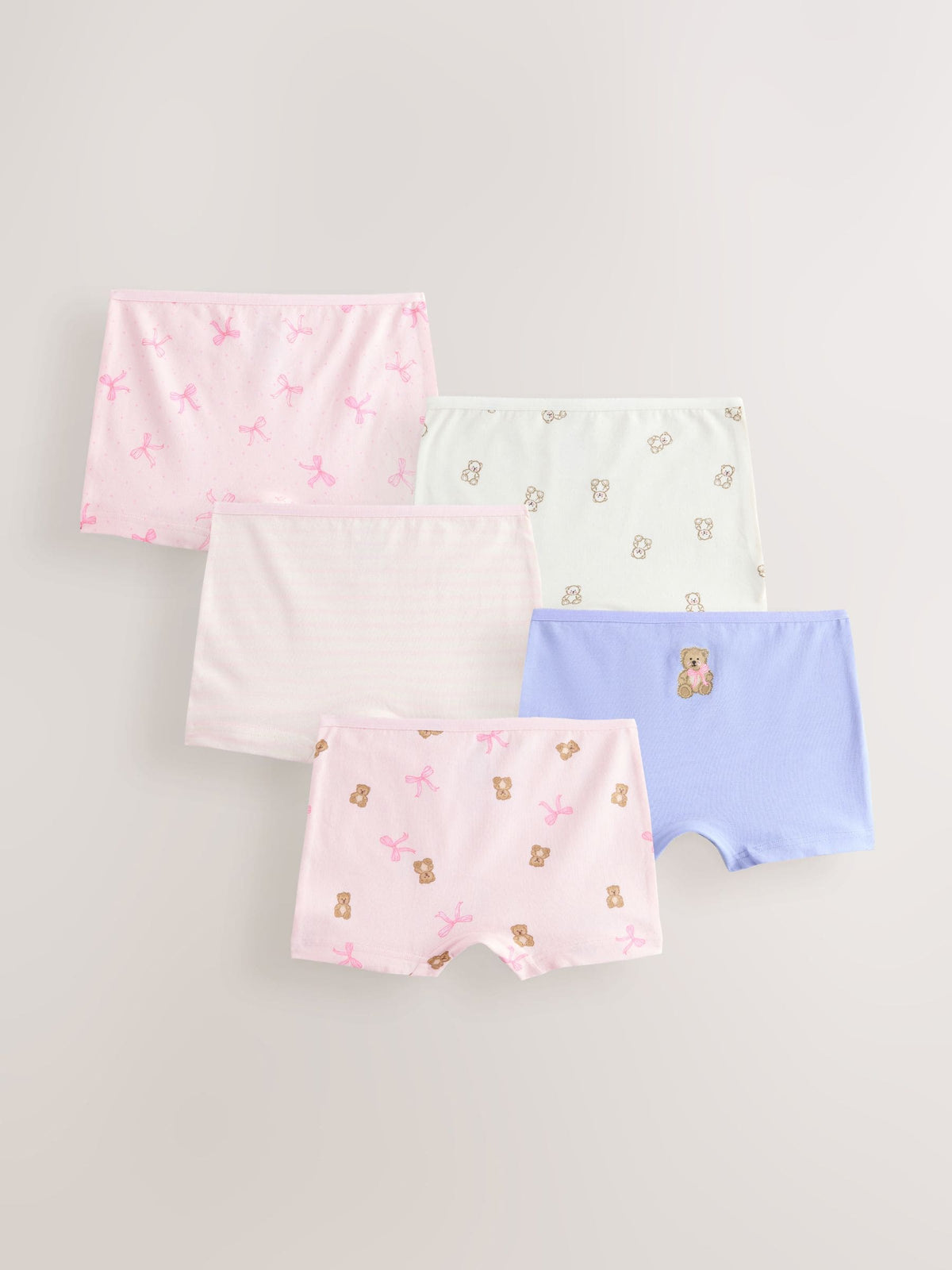 Pink Bear/Bow Short Briefs 5 Pack (2-16yrs)