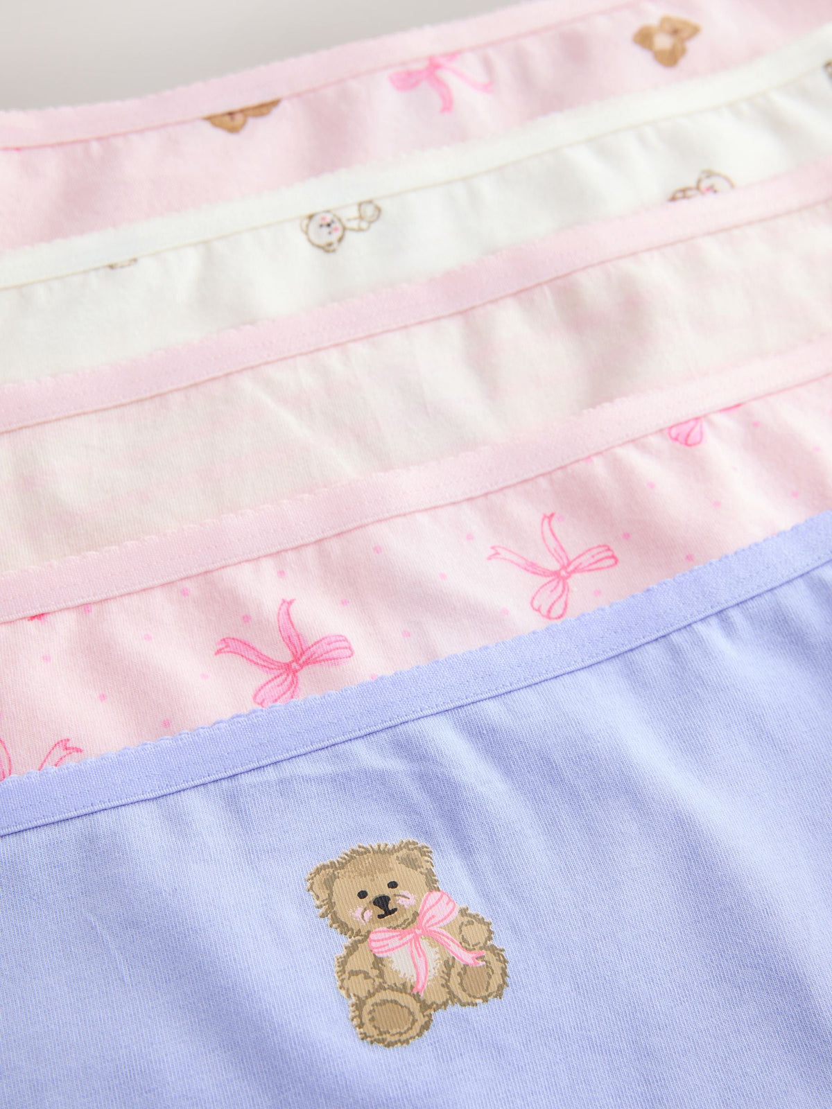 Pink Bear/Bow Short Briefs 5 Pack (2-16yrs)