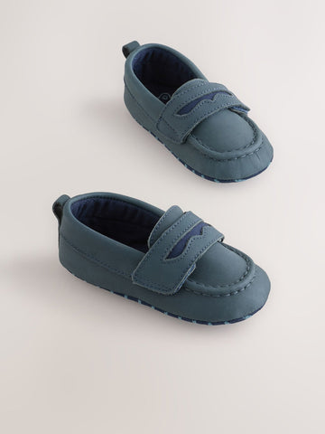 Navy Touch Fastening Baby Loafers (0-2mths)