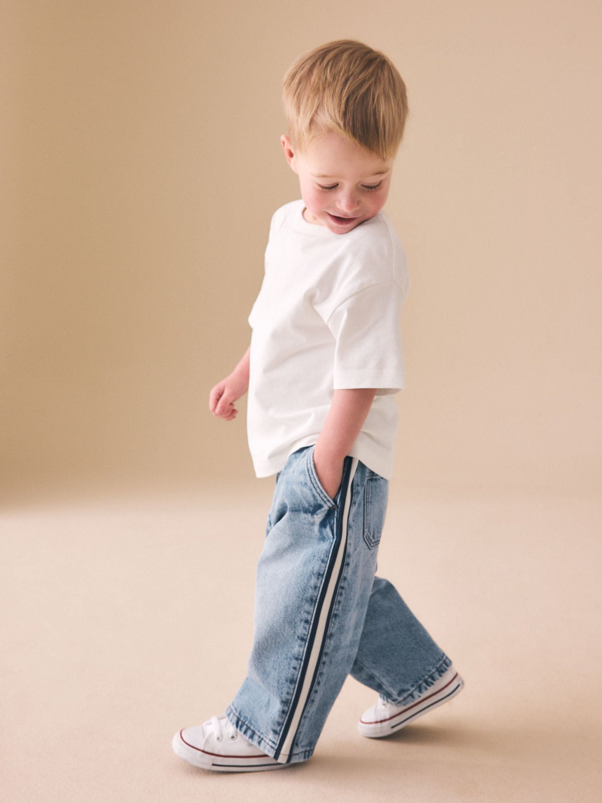 Light Blue Side Stripe Wide Fit Jeans (3mths-7yrs)