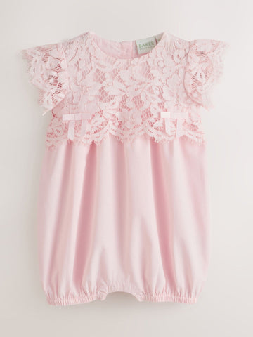 Baker by Ted Baker Lace Overlay Cotton Romper