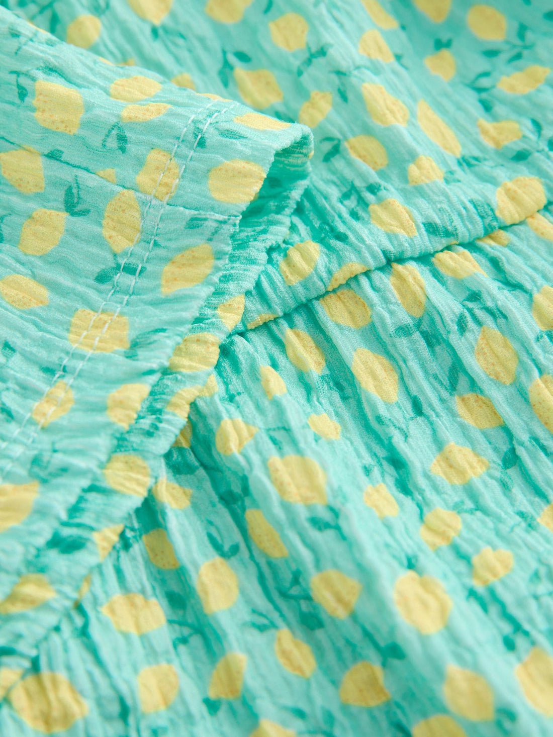 Teal Lemon Print Strappy Crinkle Summer Dress (3-16yrs)