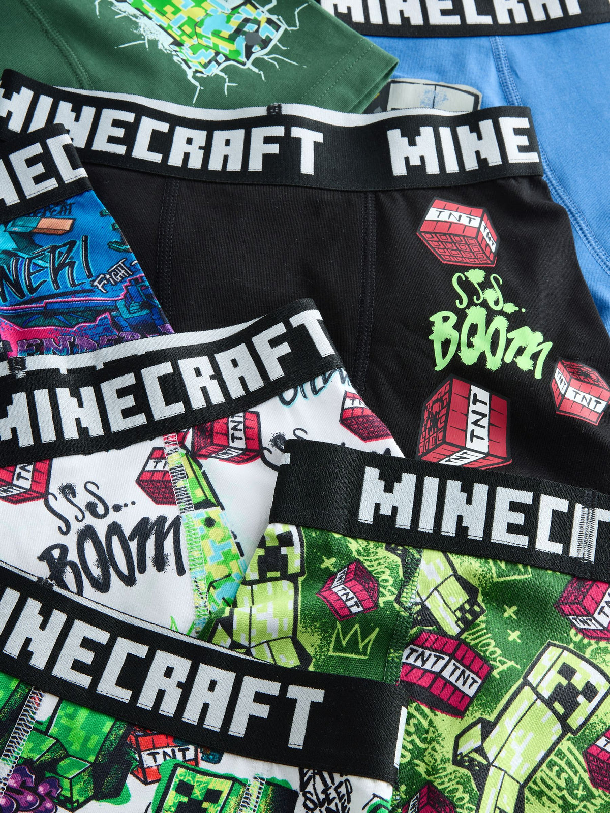 Green/Black Minecraft Trunks 7 Pack (3-14yrs)