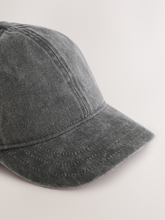Washed Black Cotton Baseball Cap Hat (1-16yrs)
