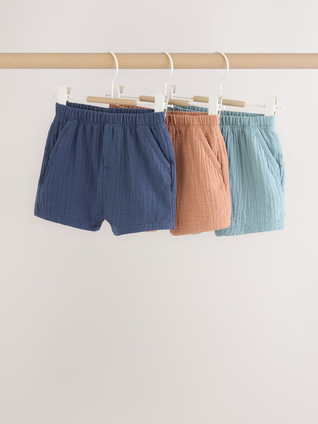 Blue/Brown Woven Shorts Baby 3 Pack (0mths-2yrs)