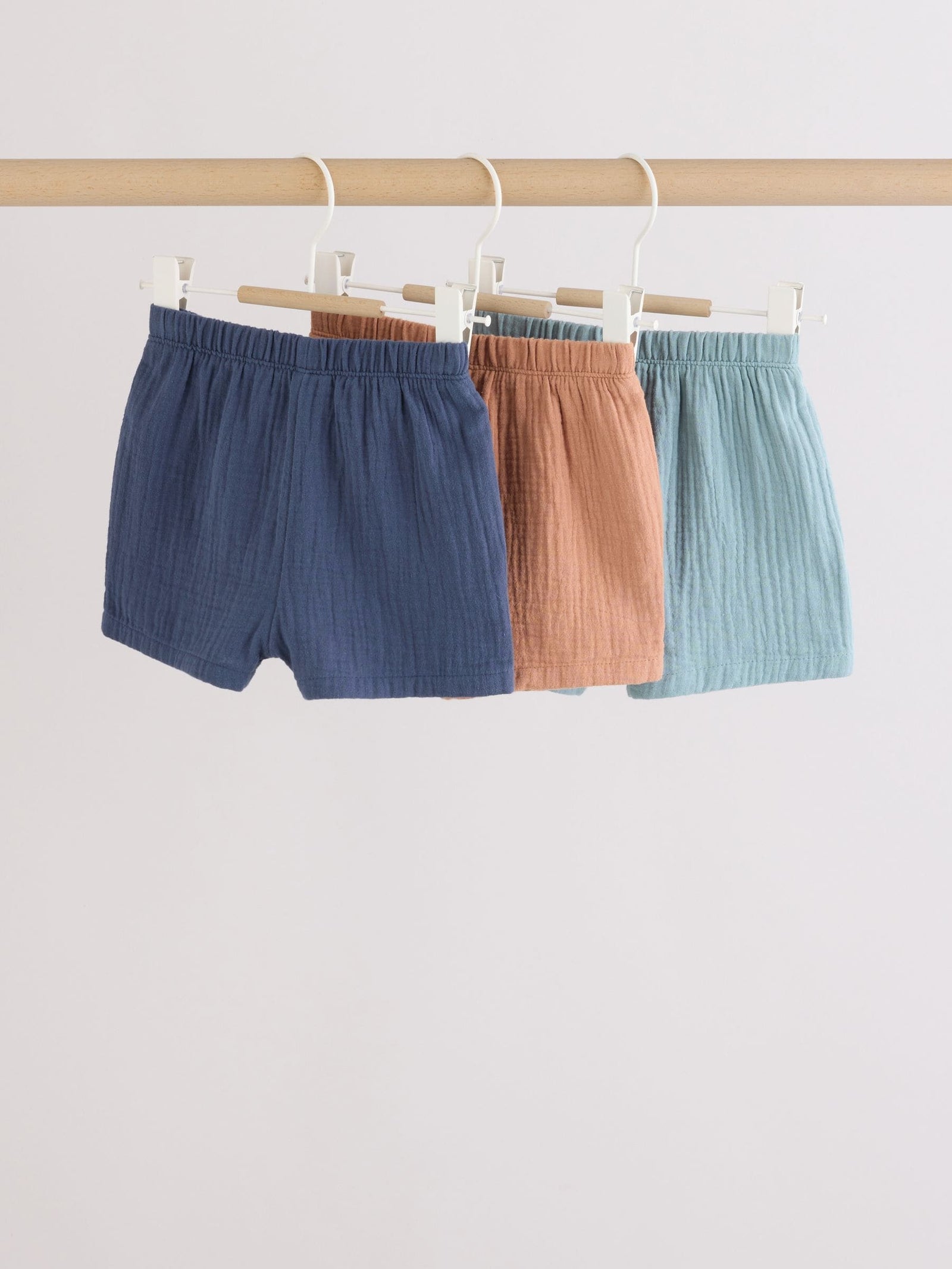 Blue/Brown Woven Shorts Baby 3 Pack (0mths-2yrs)