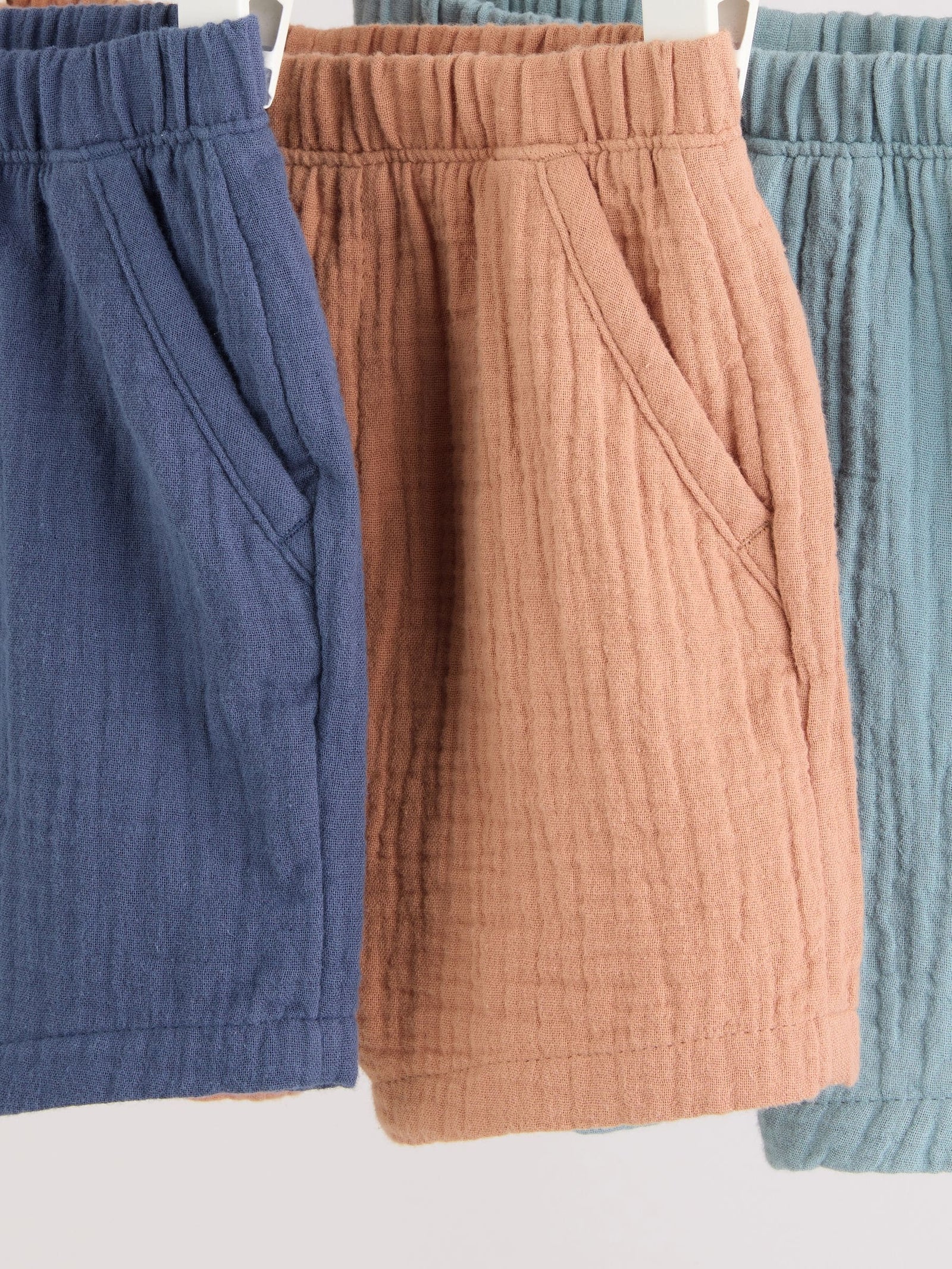 Blue/Brown Woven Shorts Baby 3 Pack (0mths-2yrs)