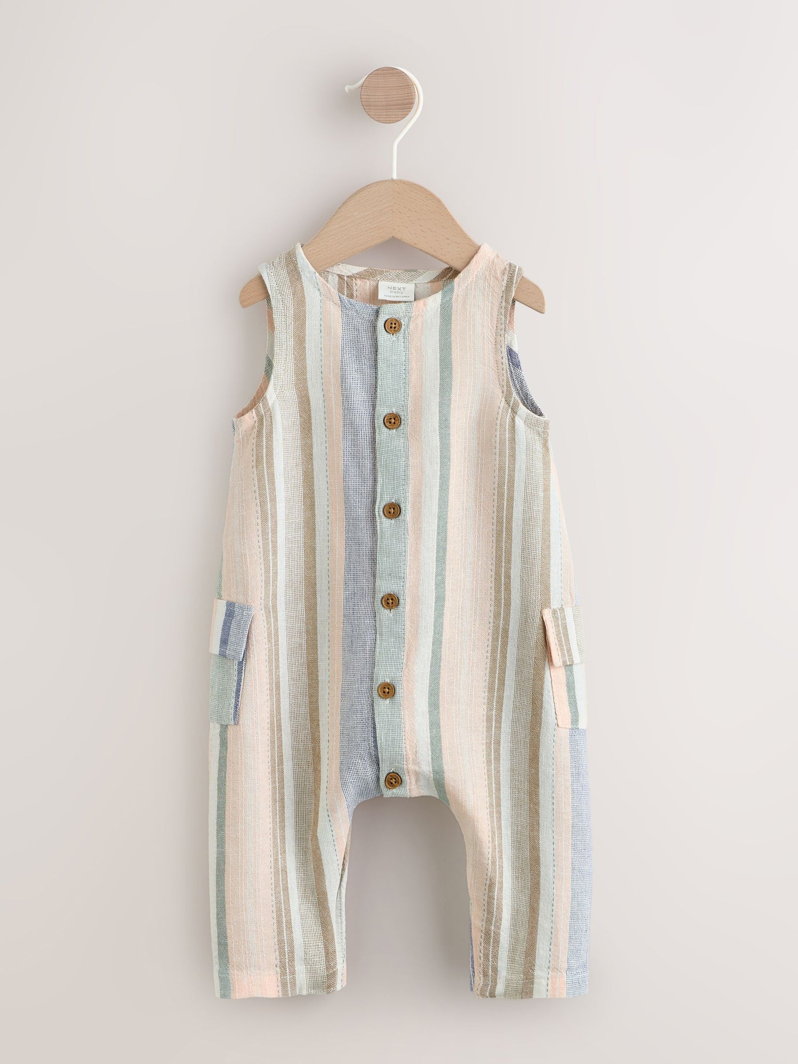 Blue Stripe Woven Baby Romper (0mths-2yrs)