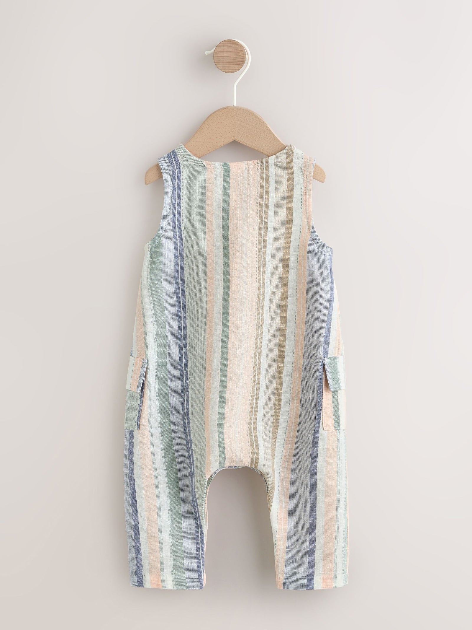 Blue Stripe Woven Baby Romper (0mths-2yrs)