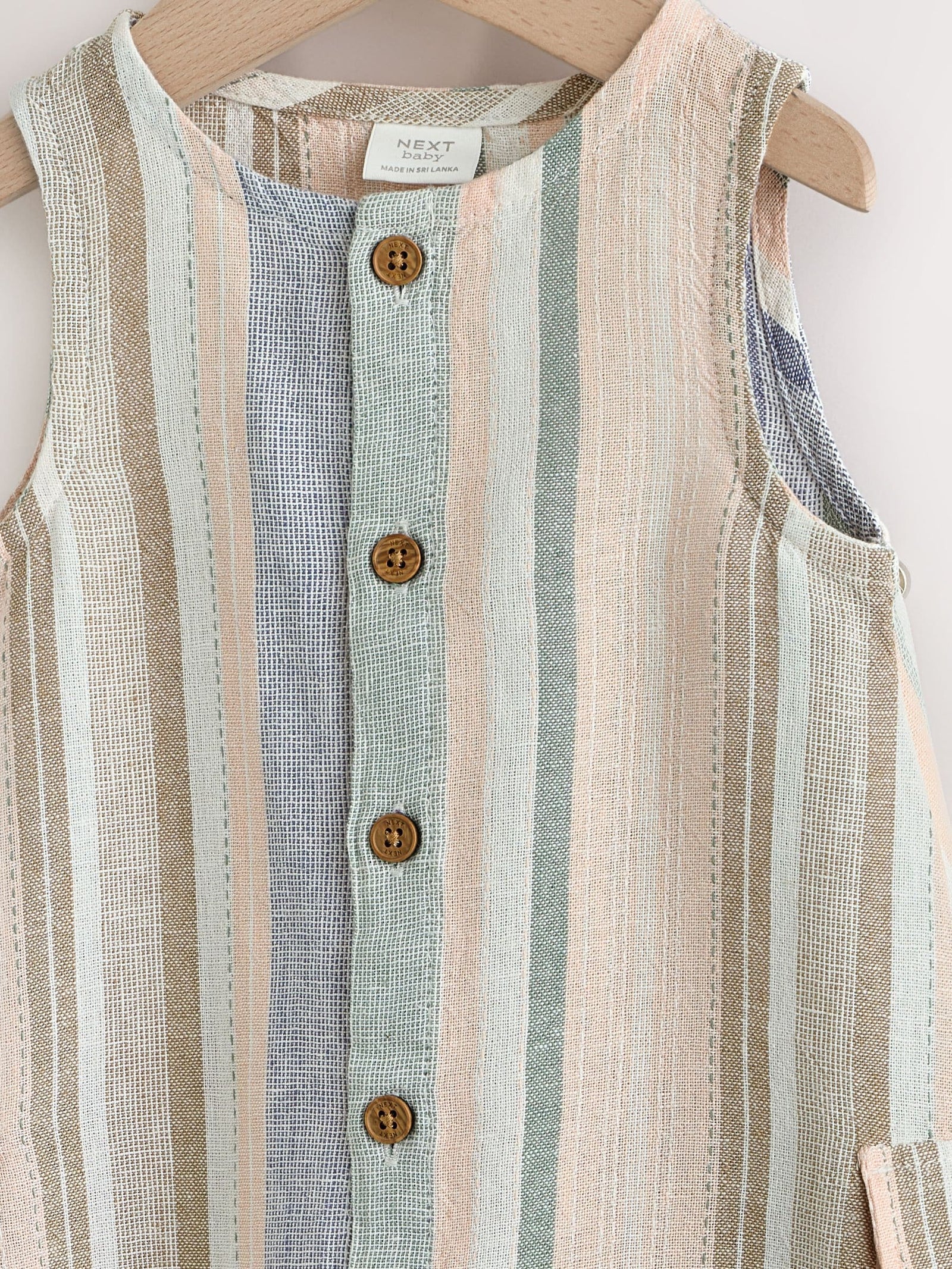 Blue Stripe Woven Baby Romper (0mths-2yrs)
