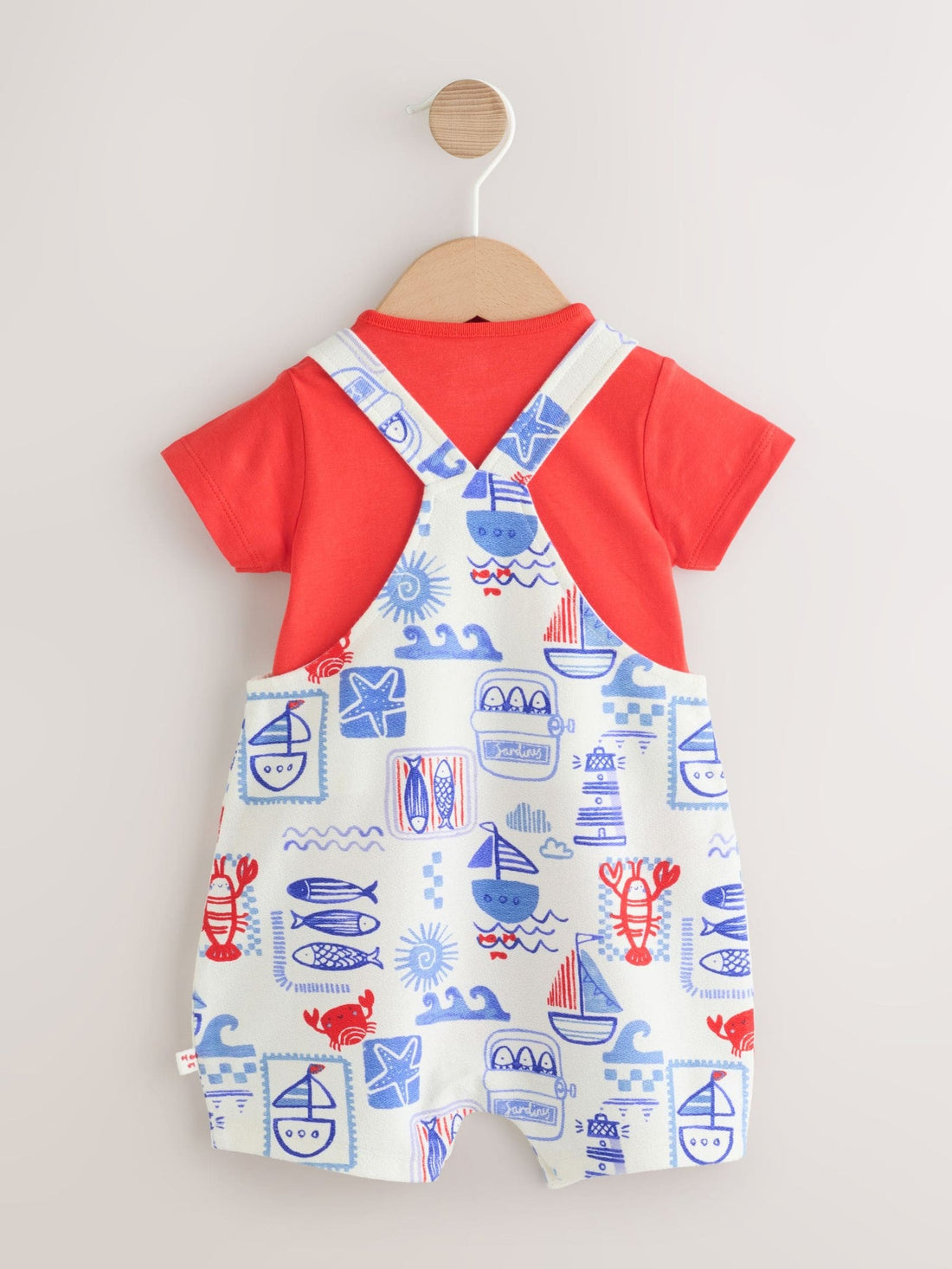 Red Nautical Jersey Dungarees and Bodysuit Baby Set (0mths-2yrs)