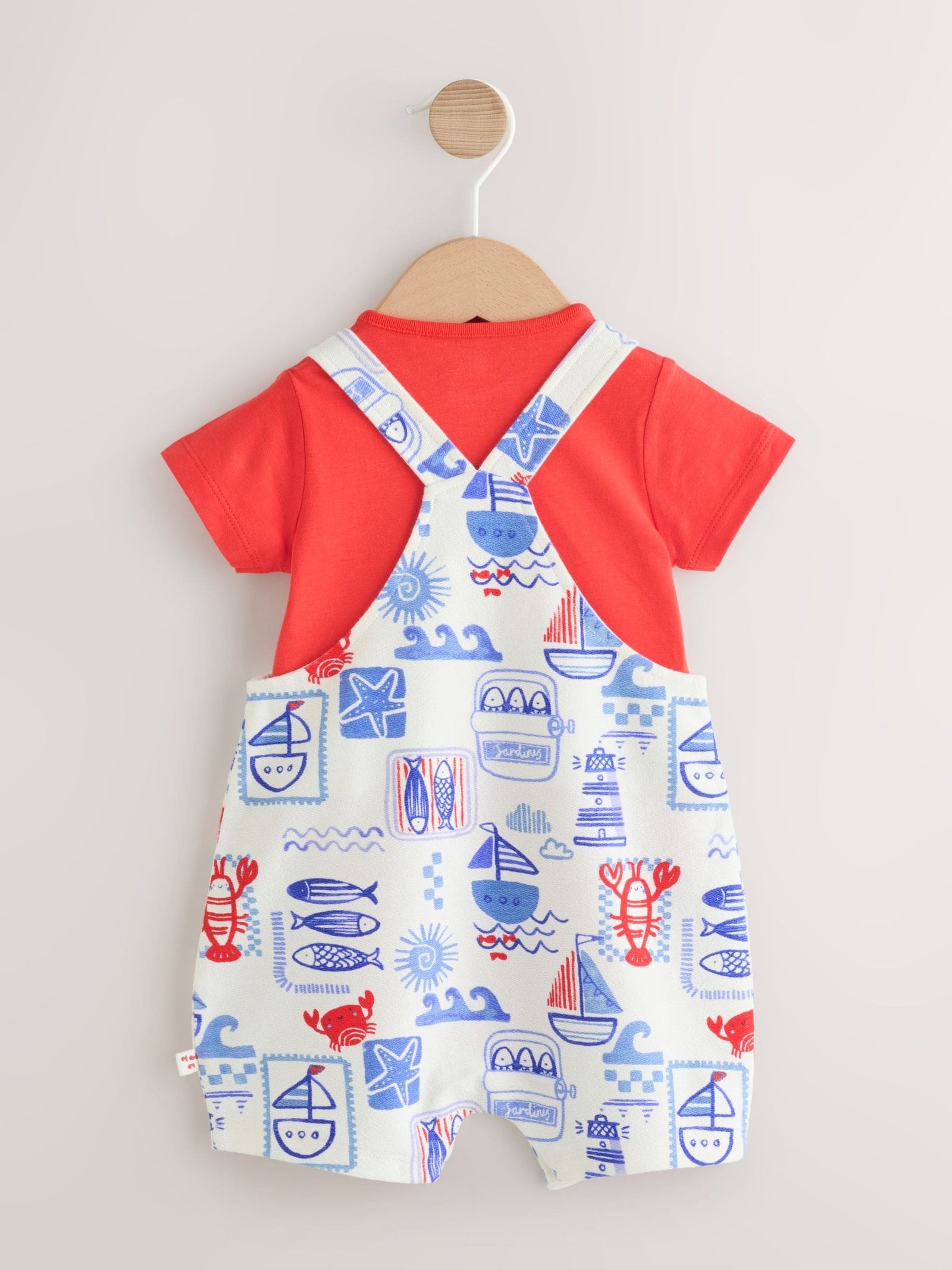 Red Nautical Jersey Dungarees and Bodysuit Baby Set (0mths-2yrs)