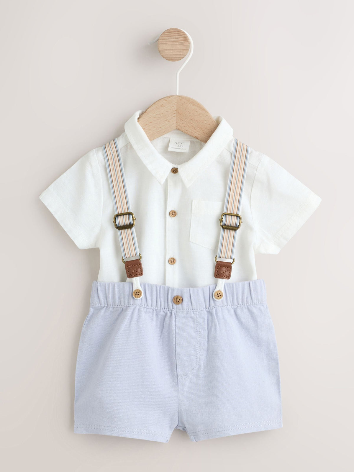 Blue Shirt Body Shorts and Braces Baby Set 3 Piece (0mths-2yrs)