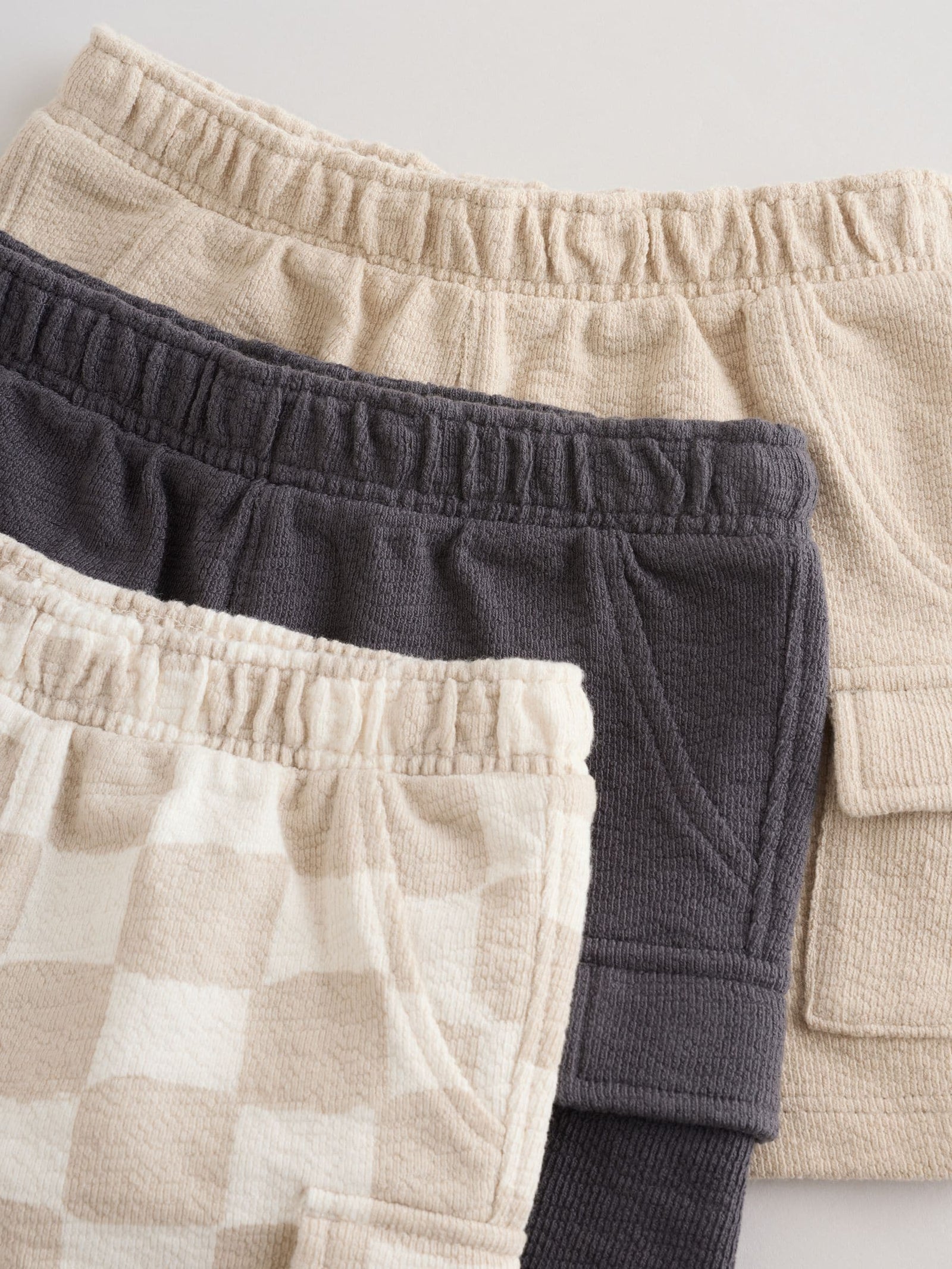 Grey/Neutral Checkeboard Jersey Baby Shorts 3 Pack (0mths-2yrs)