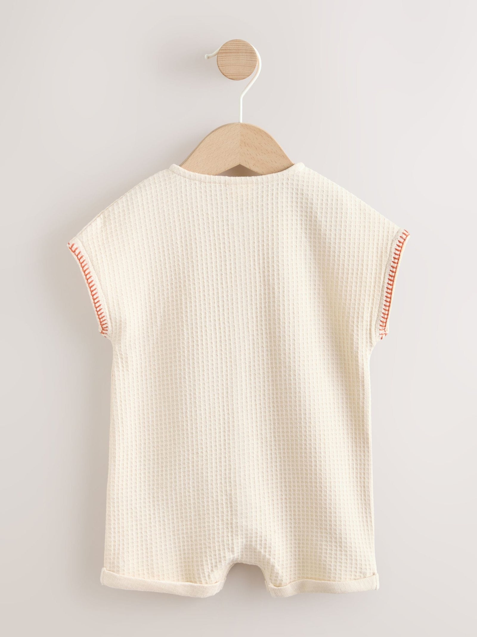 Neutral Palm Print Jersey Waffle Baby Romper (0mths-3yrs)