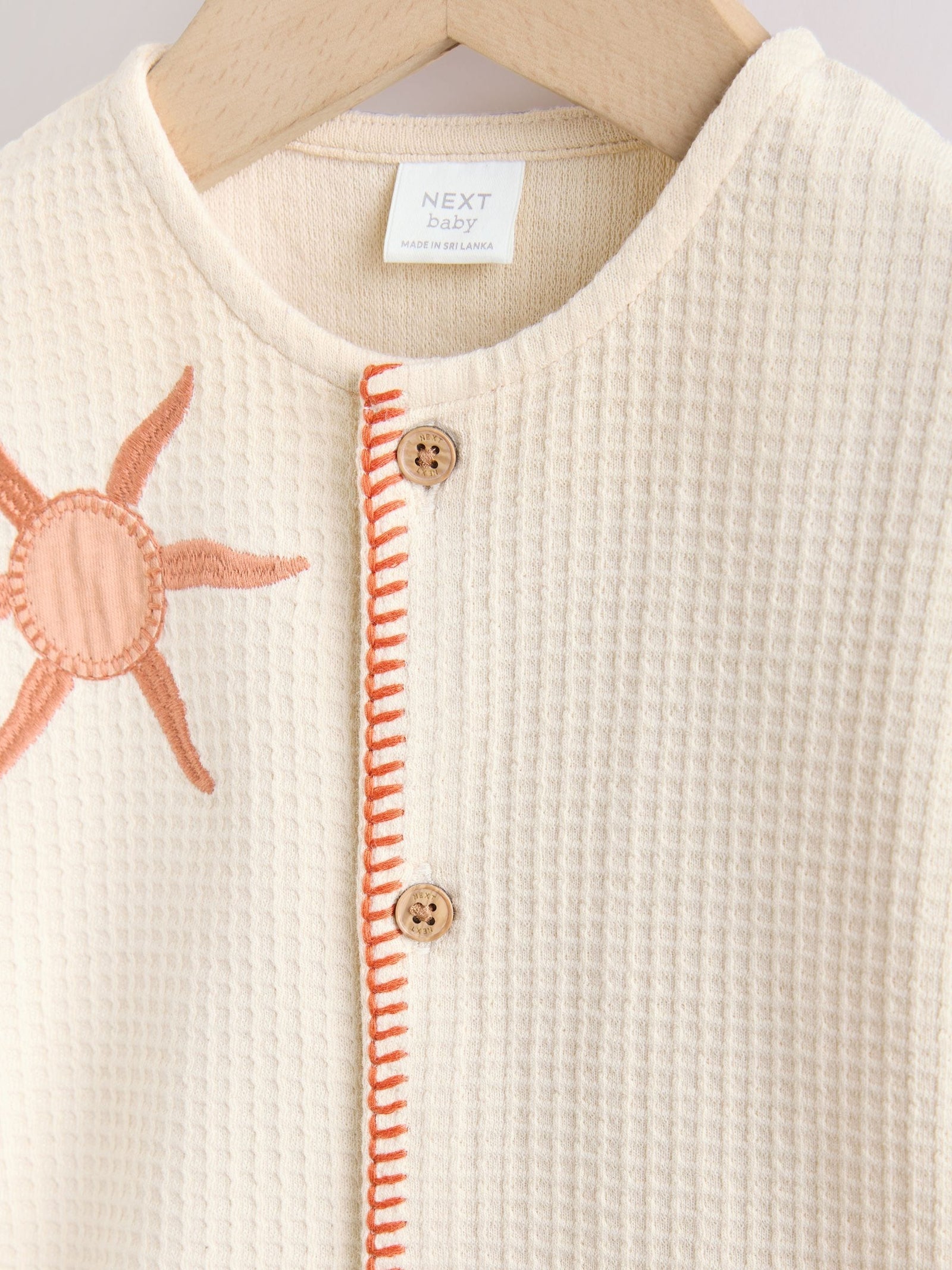 Neutral Palm Print Jersey Waffle Baby Romper (0mths-3yrs)