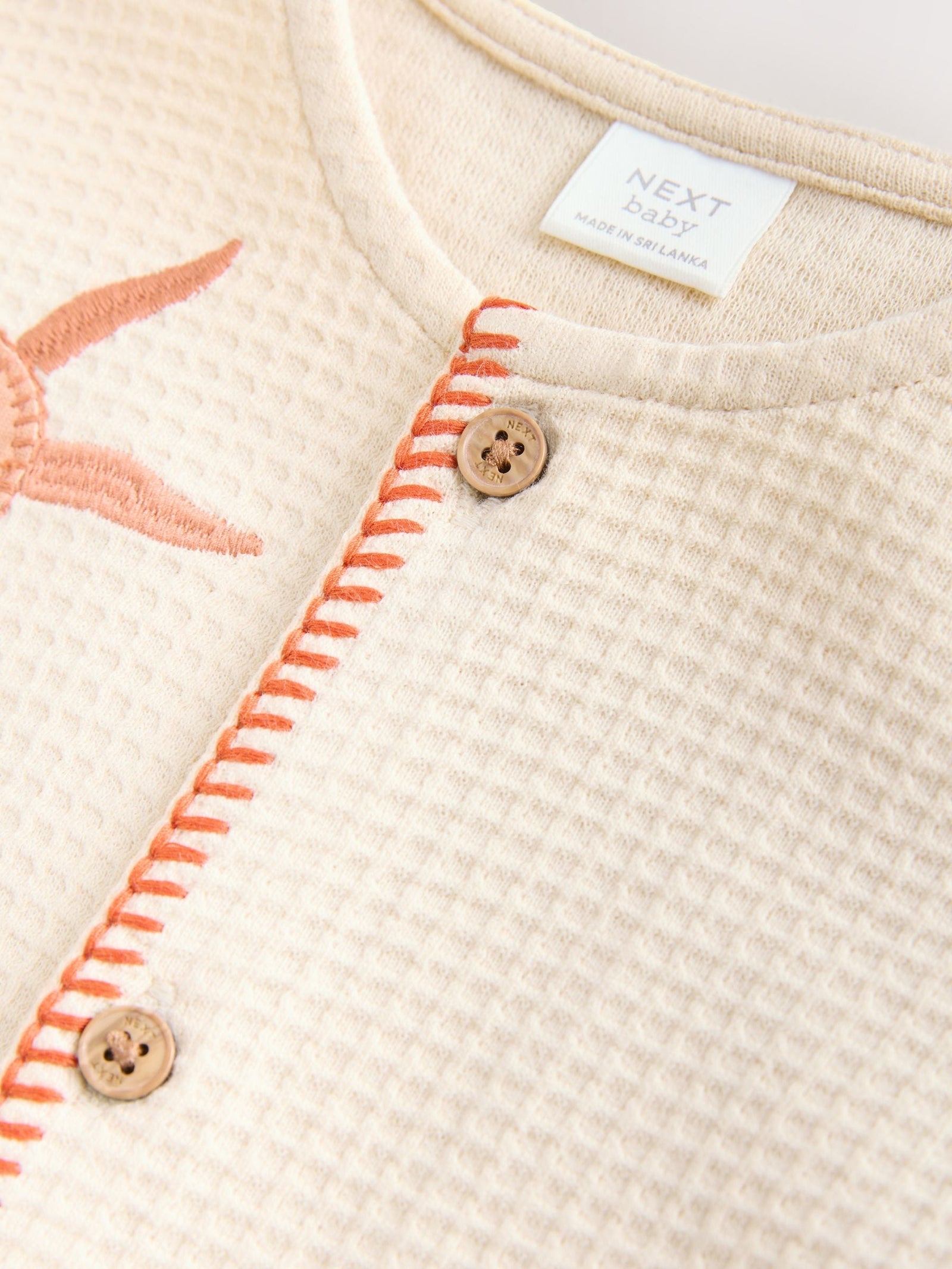 Neutral Palm Print Jersey Waffle Baby Romper (0mths-3yrs)