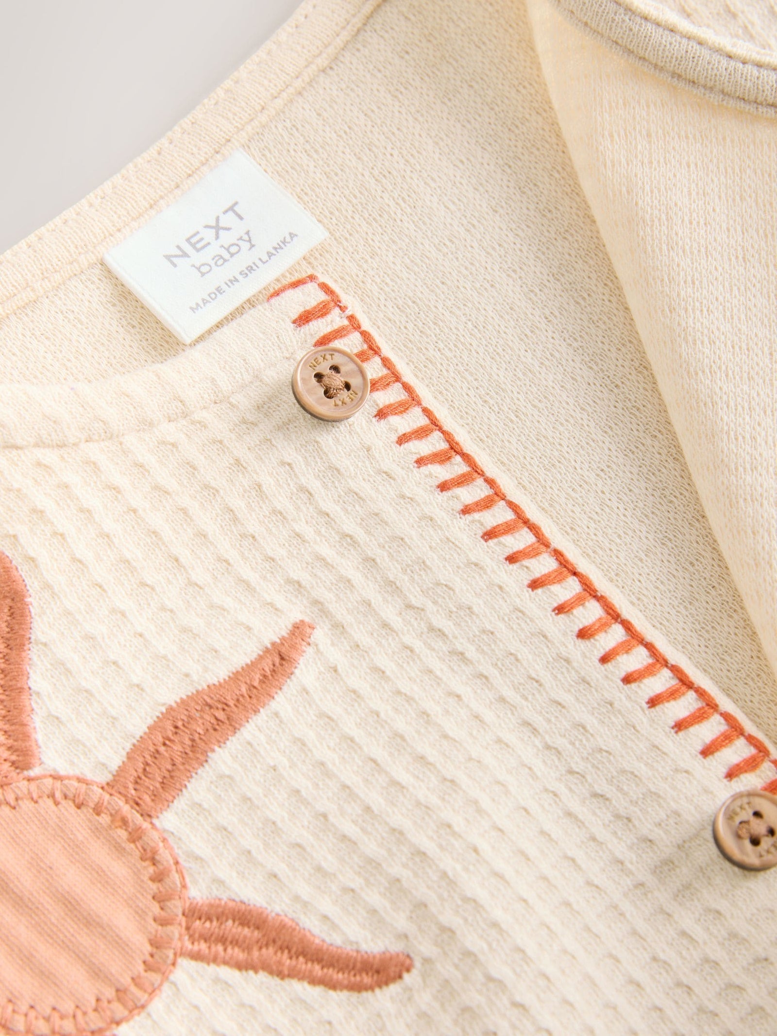 Neutral Palm Print Jersey Waffle Baby Romper (0mths-3yrs)
