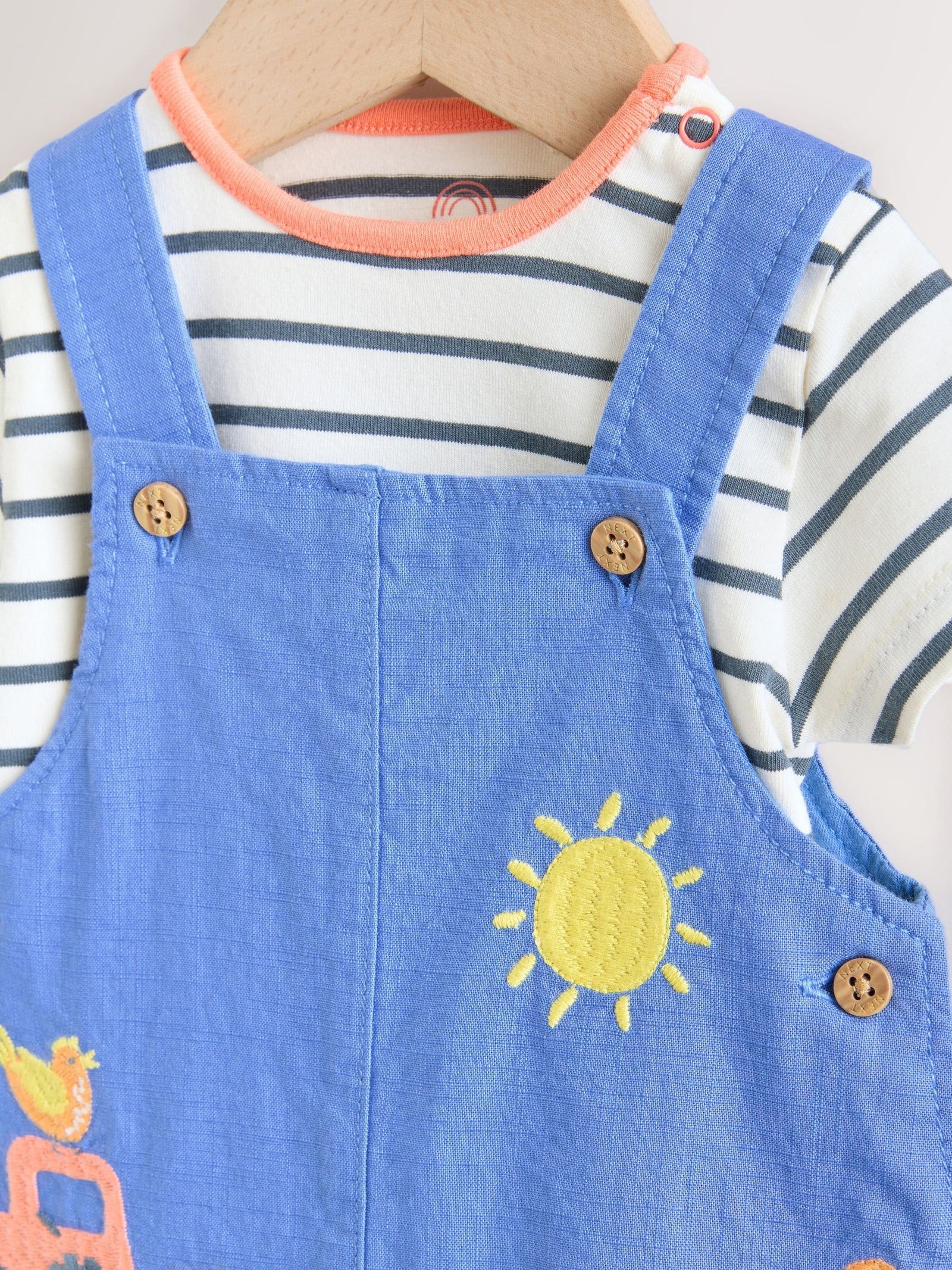 Blue Farm Dungarees And Bodysuit Baby Set (0mths-2yrs)
