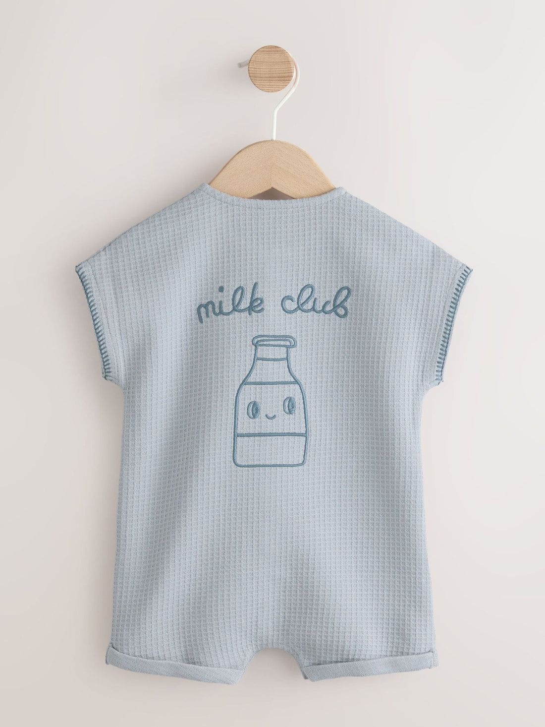 Blue Milk Club Jersey Waffle Baby Romper (0mths-3yrs)