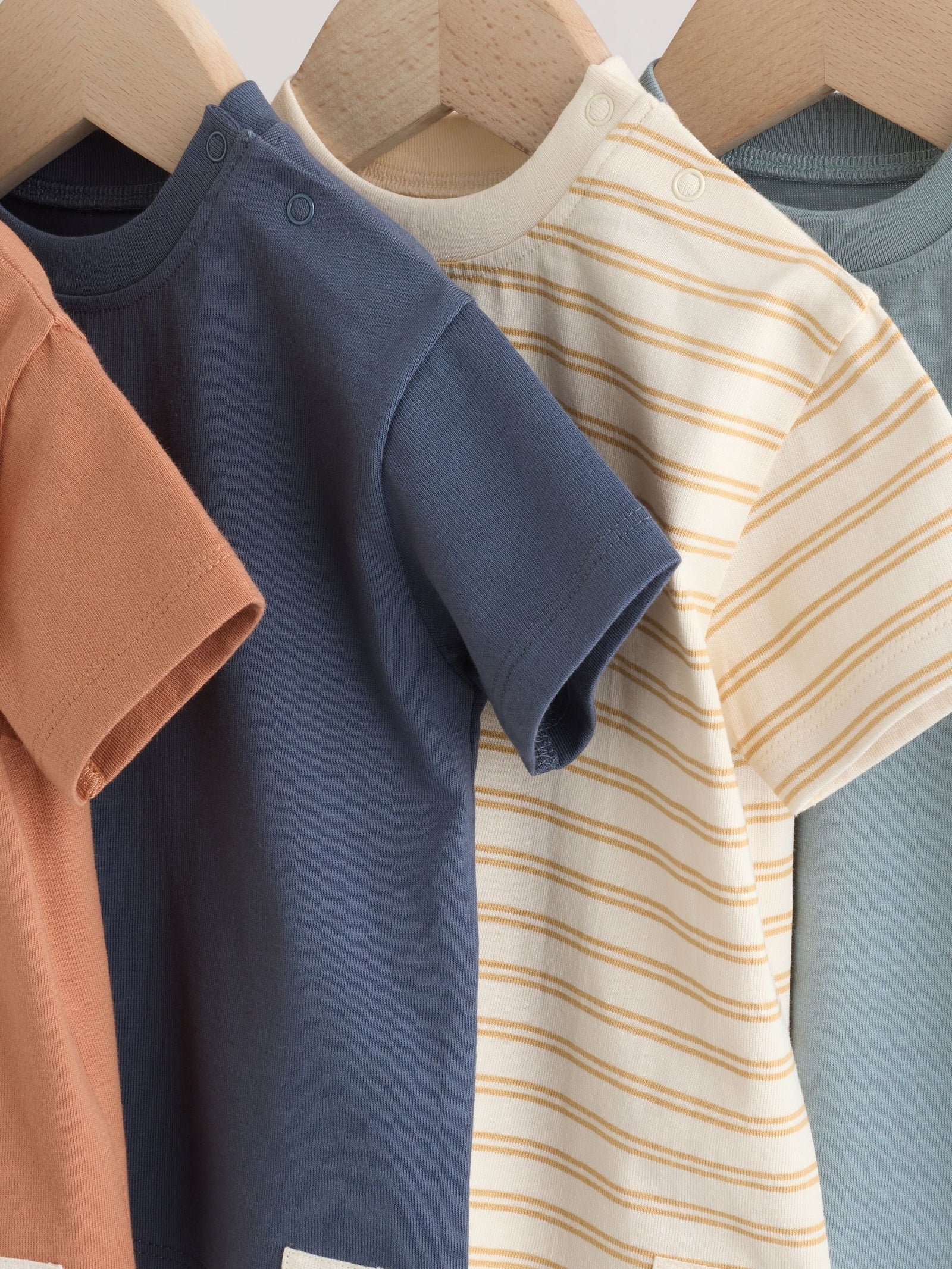 Mineral Blue/ Neutral/ Orange Short Sleeve Baby T-Shirts 4 Pack (0mths-2yrs)