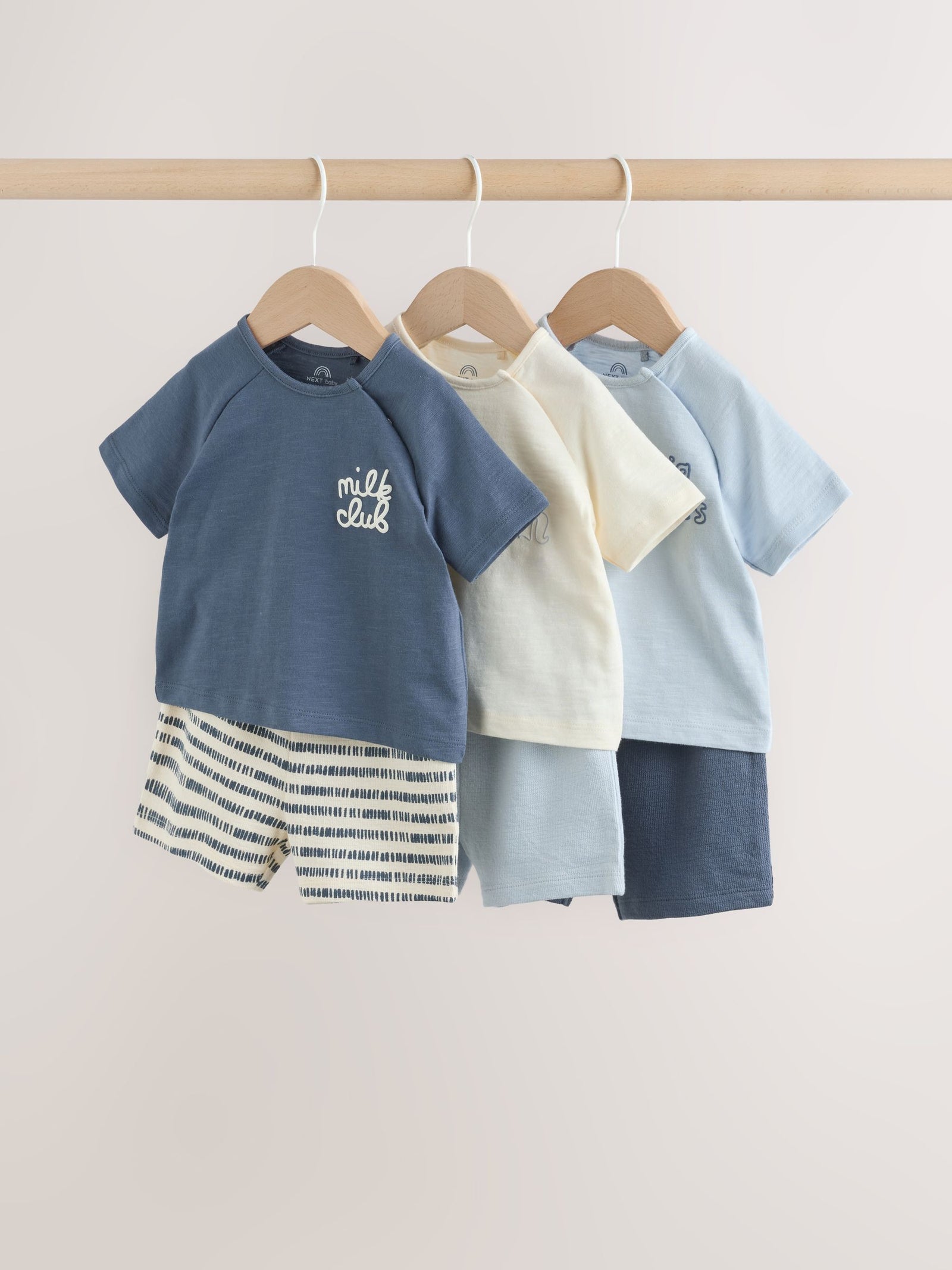 Blue/Ecru Milk Club Tops and Shorts Baby Set 6 Piece (0mths-3yrs)