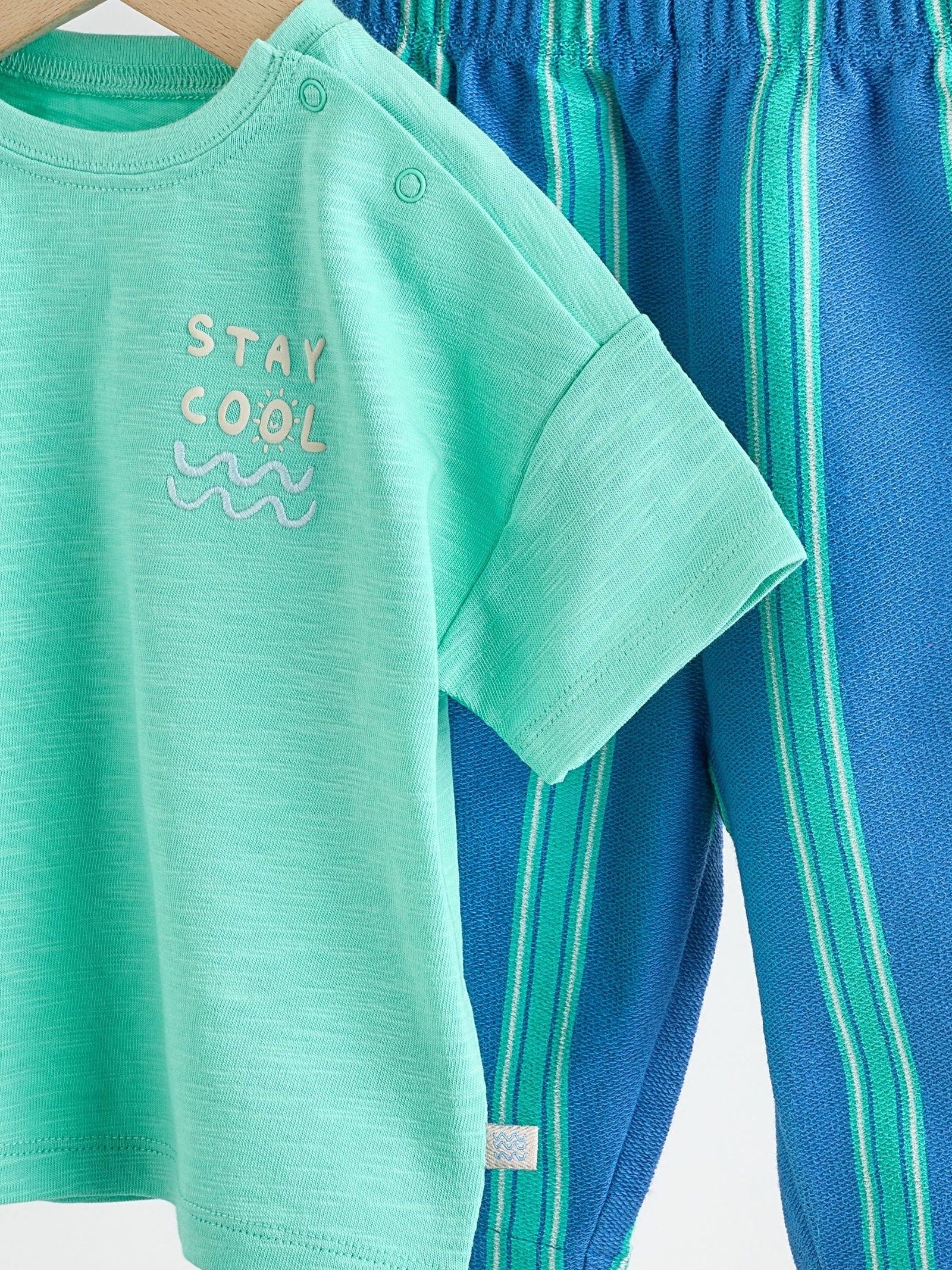Green/Blue Stripe Top and Trousers Baby Set (0mths-2yrs)