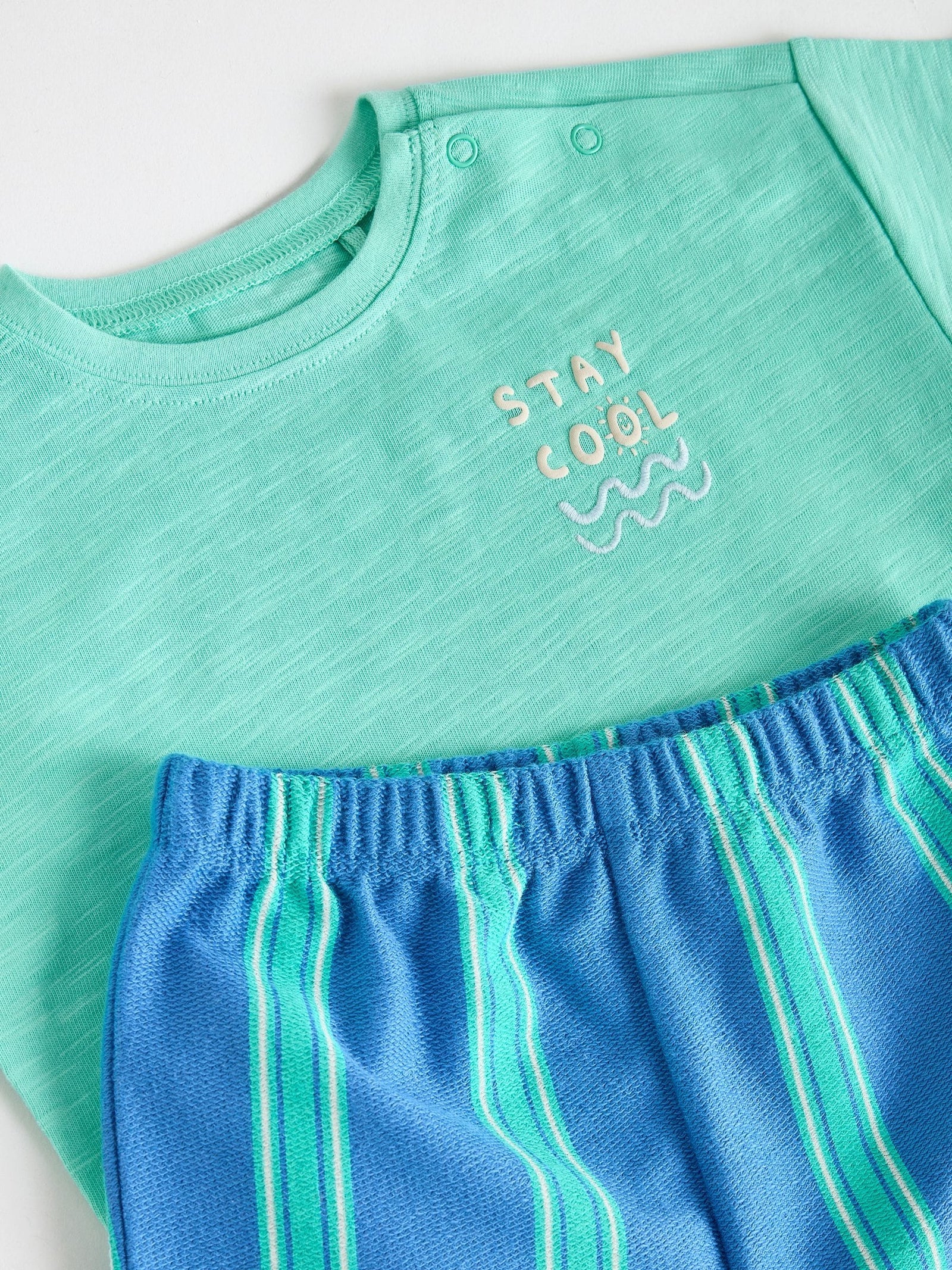 Green/Blue Stripe Top and Trousers Baby Set (0mths-2yrs)
