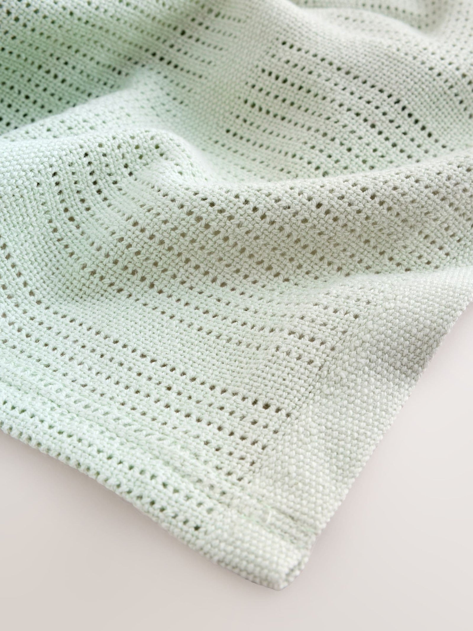 2 Pack Sage Green Cotton Baby Cellular Blankets