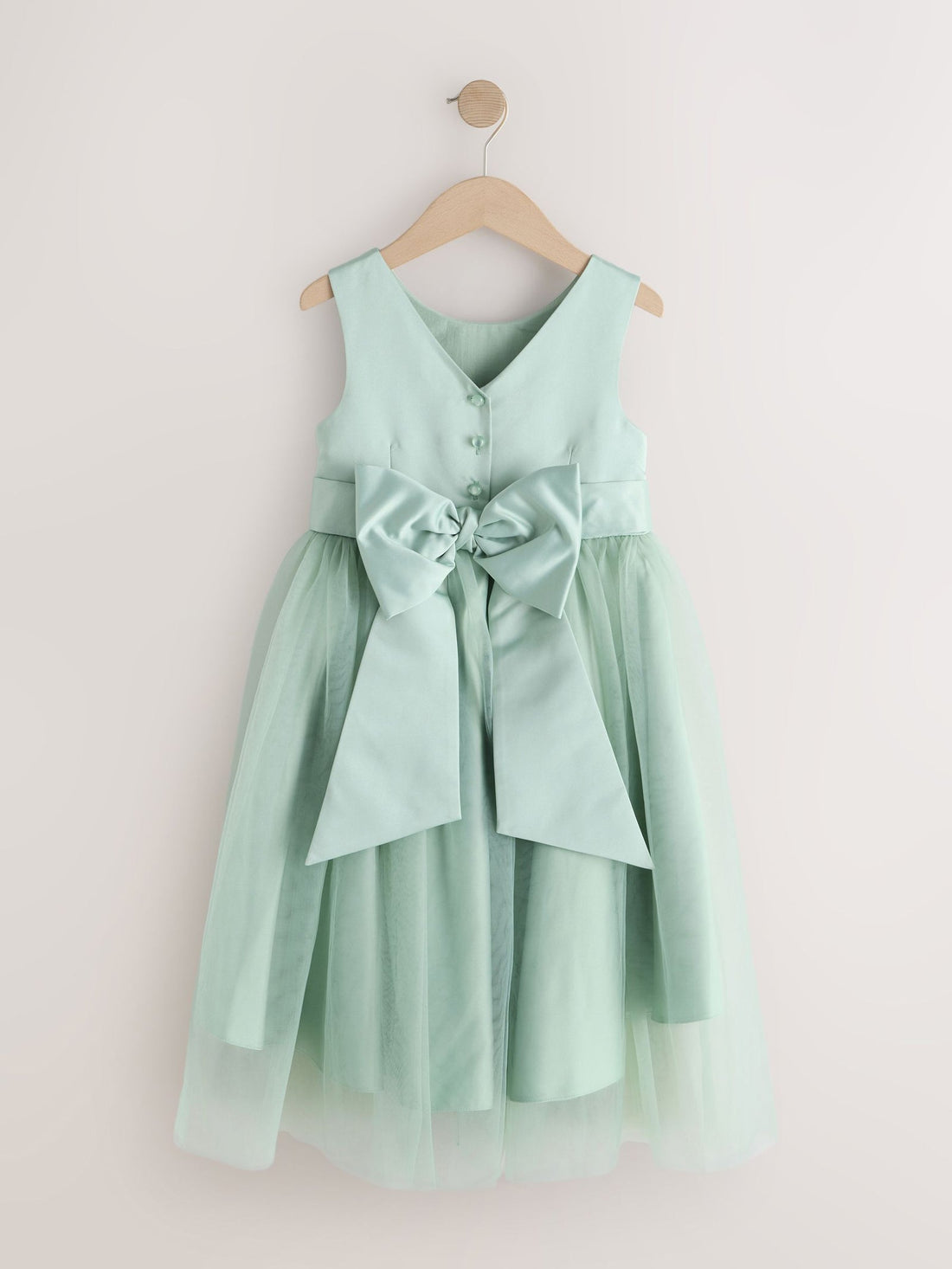 Sage Green Flower Girl Bow Dress (3-12yrs)
