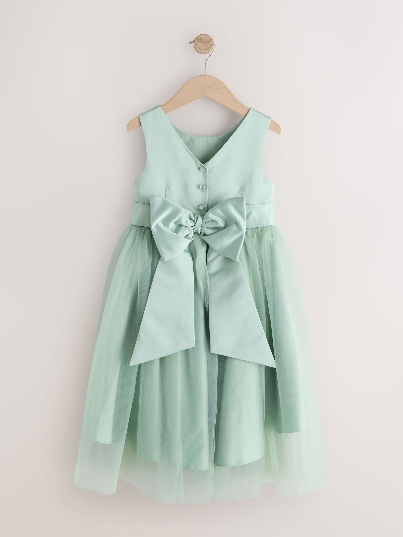 Sage Green Flower Girl Bow Dress (3-12yrs)