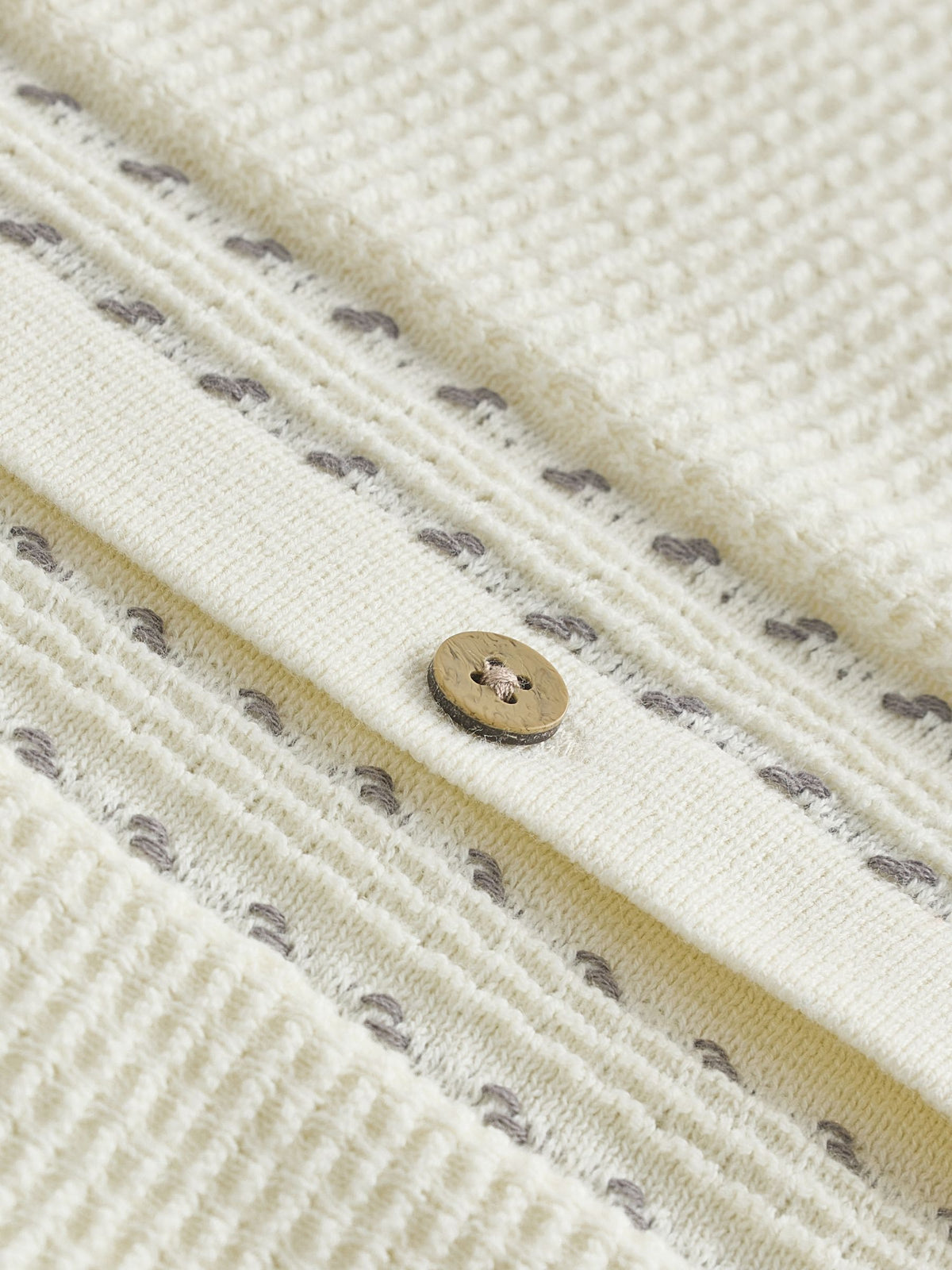 Ecru Textured Knitted Button Through Polo Shirt and Shorts Set (3mths-10yrs)