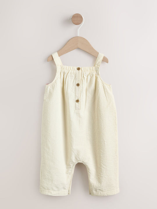 White Tropical Embroidery Baby Long Leg Romper (0mths-2yrs)