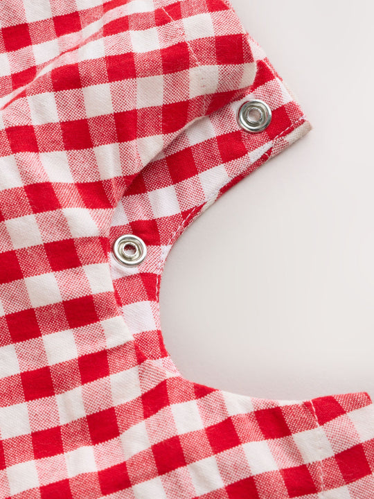Red Gingham Printed Baby Dungarees and Bodysuits Set 2 Piece (0mths-2yrs)
